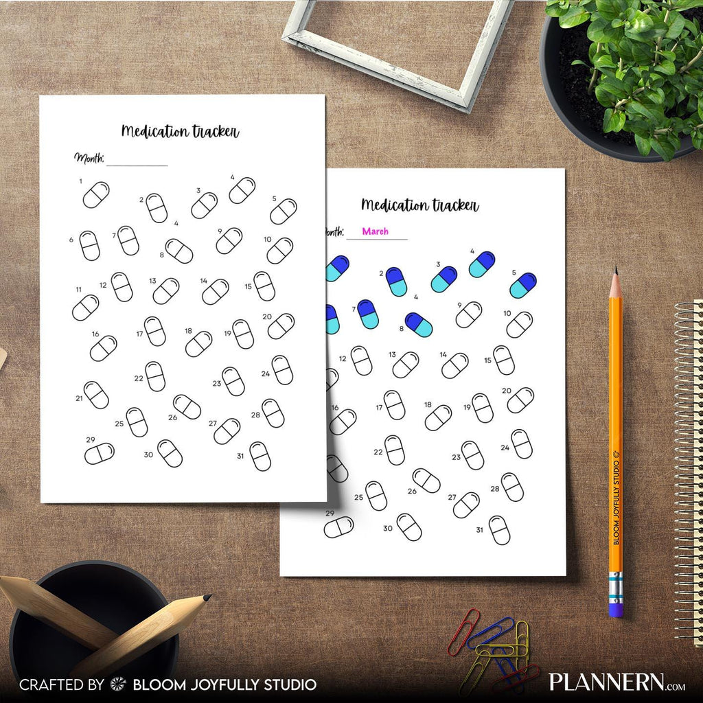 Daily Pill Log — Medication Log PRINTABLE, Pill Tracker, Daily Weekly Medicine Schedule, Habit & Health Tra... | Bloom Joyfully printable