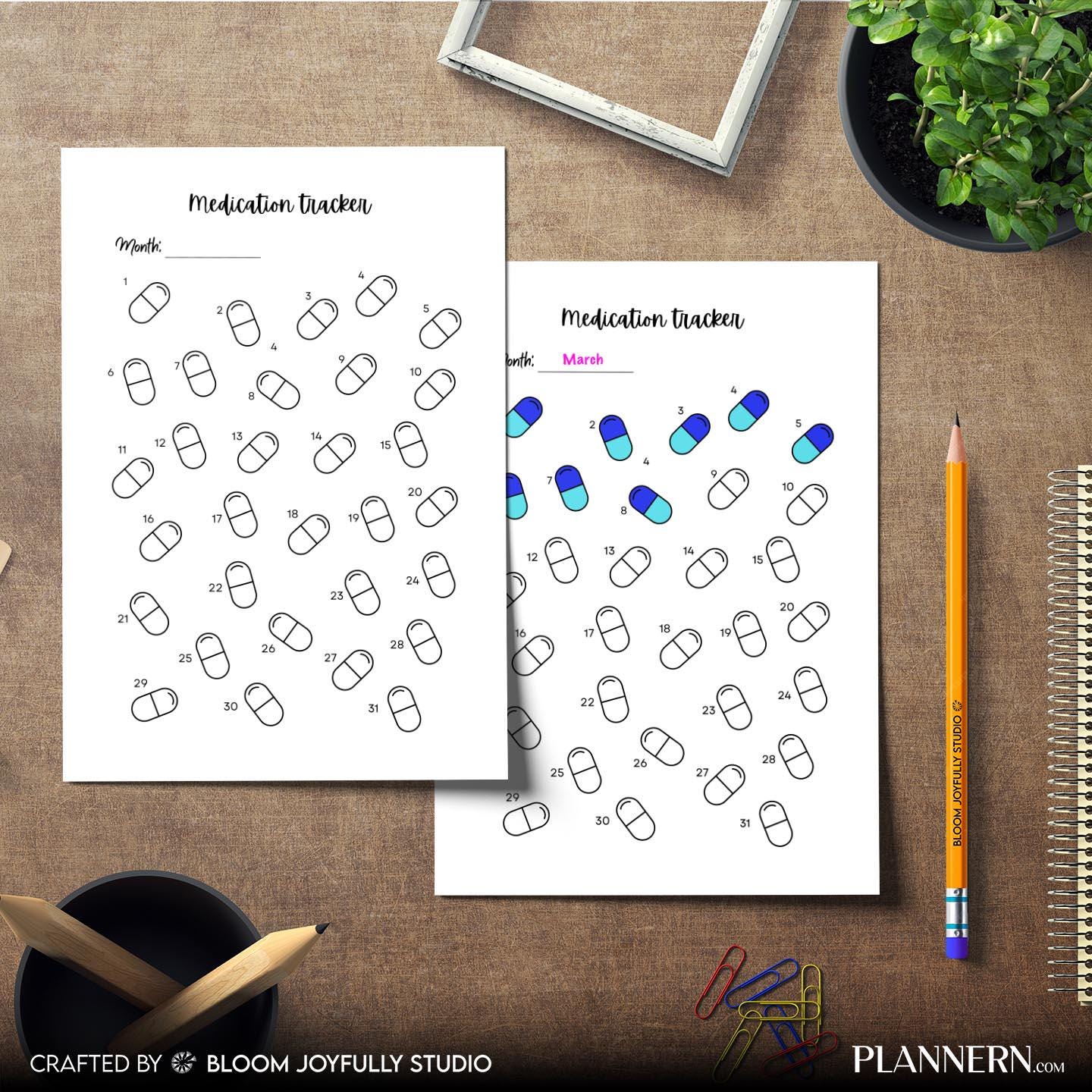 Daily Pill Log — Medication Log PRINTABLE, Pill Tracker, Daily Weekly Medicine Schedule, Habit & Health Tra... | Bloom Joyfully printable