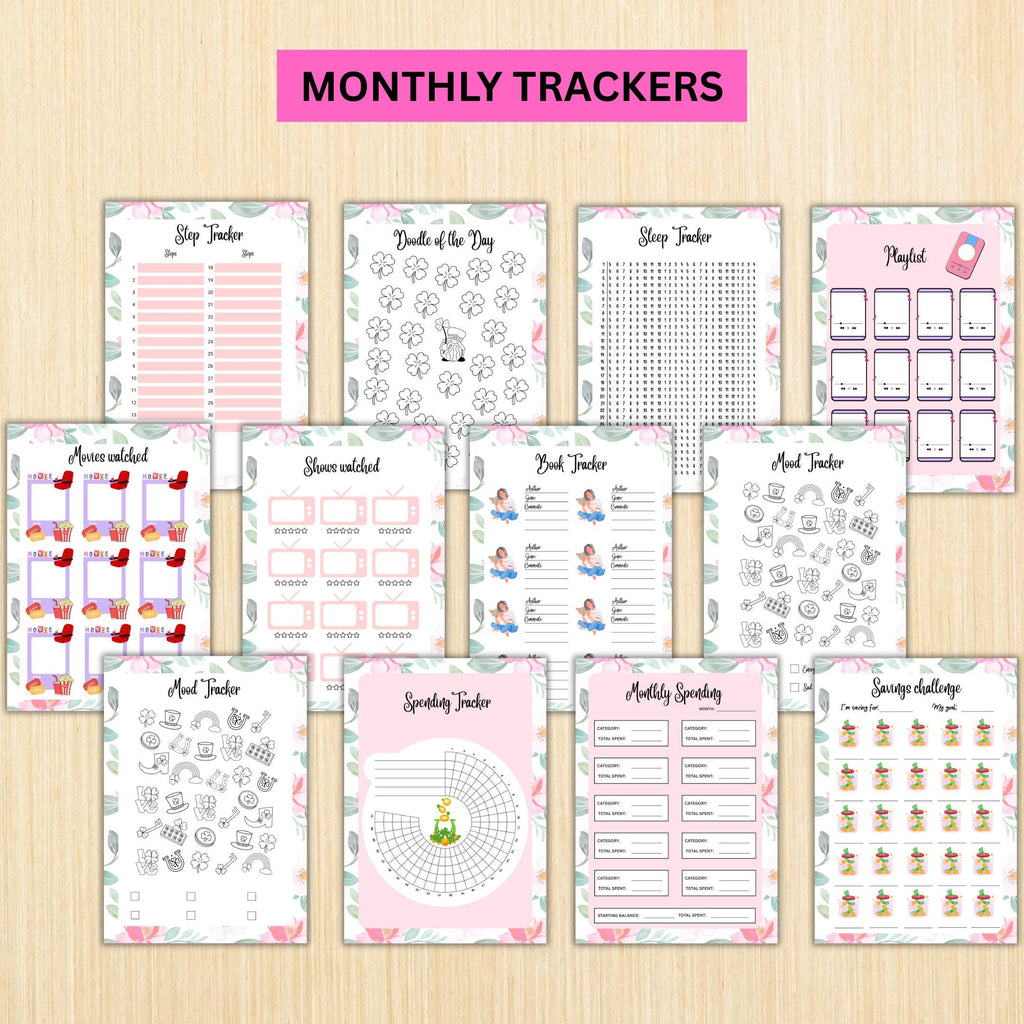 Digital Planner — MARCH Planner Bundle, Habit Tracker, Saving Planner, Mental Health, Gratitude, Mood Track... | Mindfulness printable