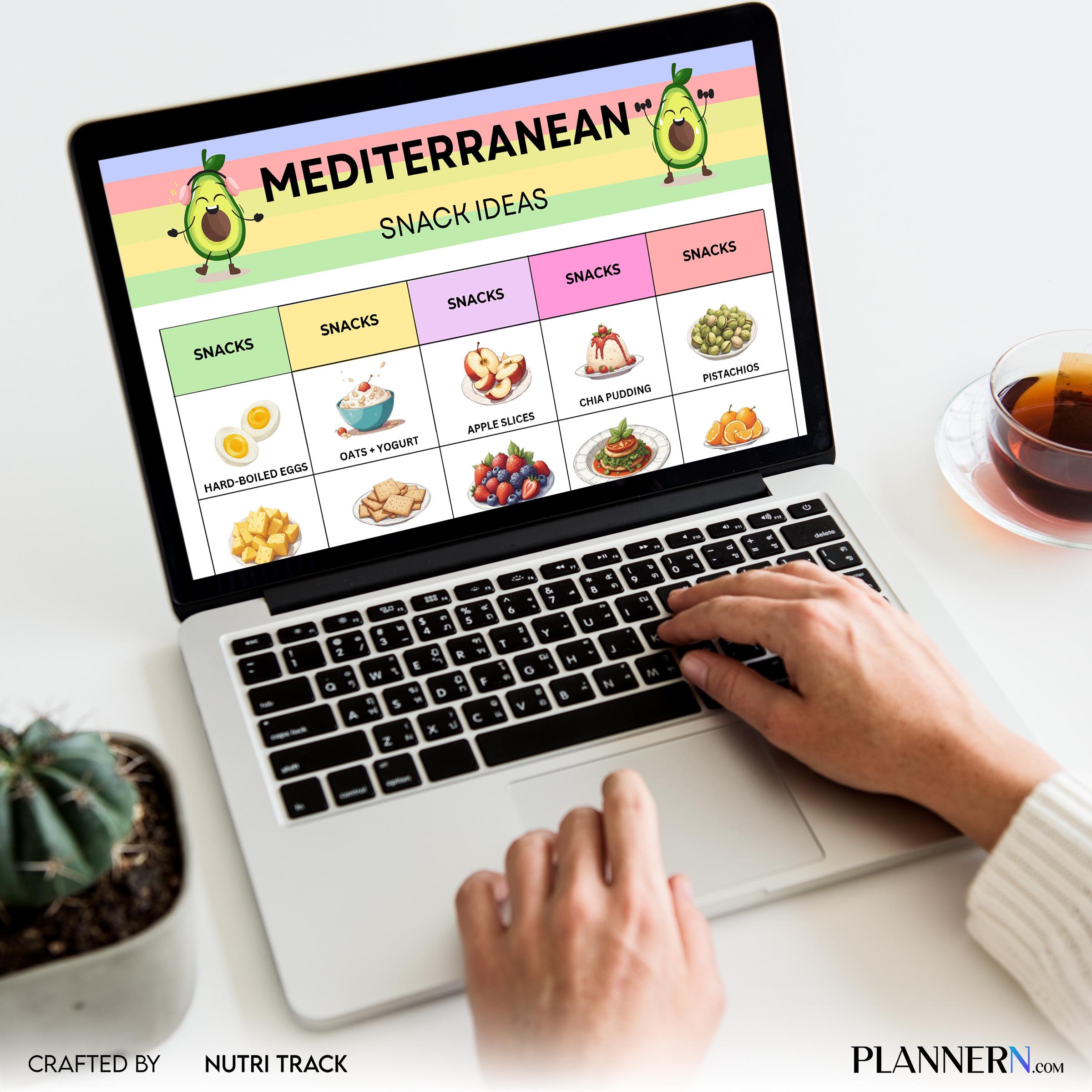 Food List — Mediterranean Snacks Printable, Mediterranean Diet Snack Ideas, Mediterranean Foods Chart, Medi... | Nutri Track printable