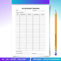 Account Balance — Account Tracker PRINTABLE, Personal Finance Planner Insert, Budget and Money Organizer PD... | Bloom Joyfully printable