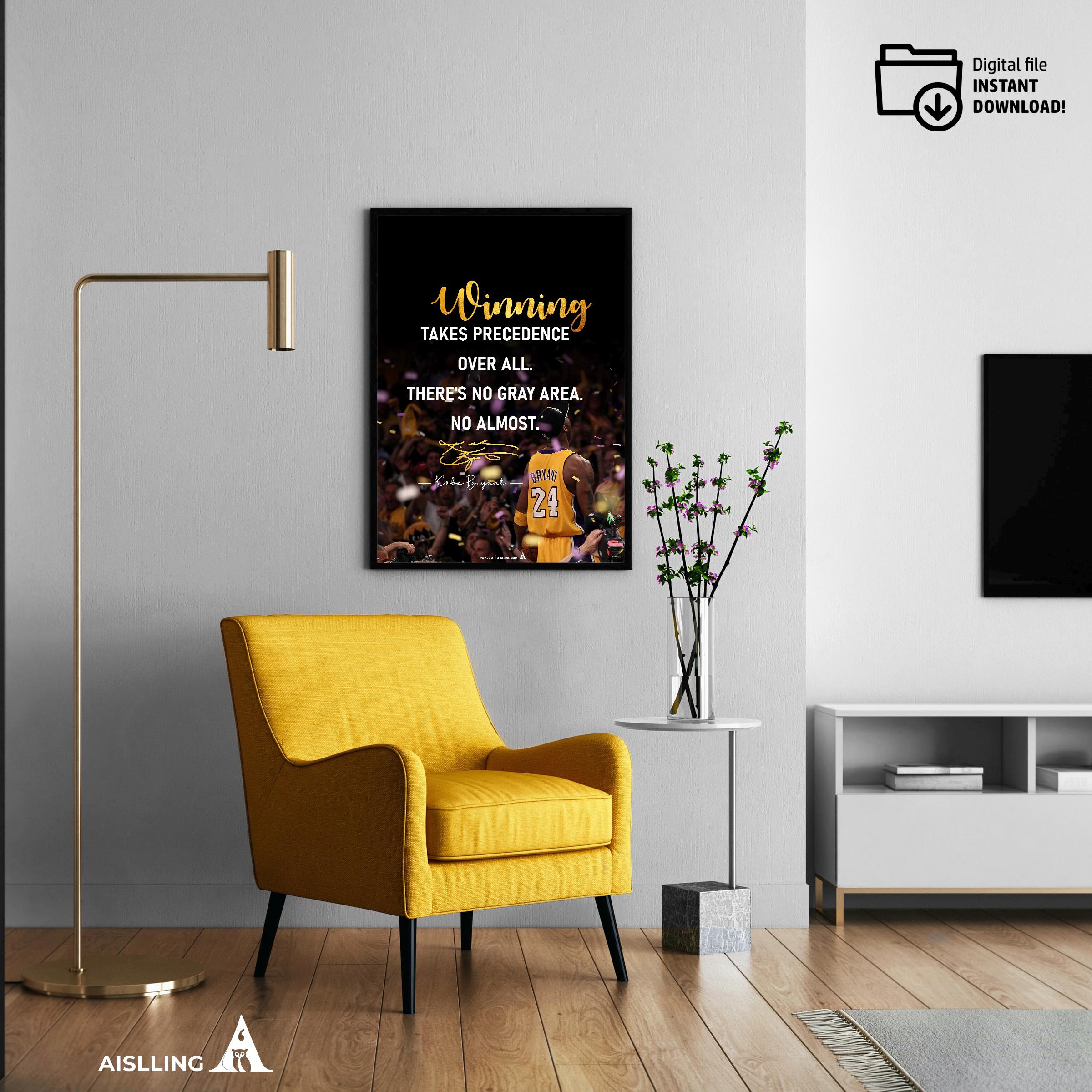 Best Gift For Mom — Kobe Bryant Poster, Minimalist Basketball Printable Quote Wall Art, NBA Black Mamba Mot... | Aislling printable