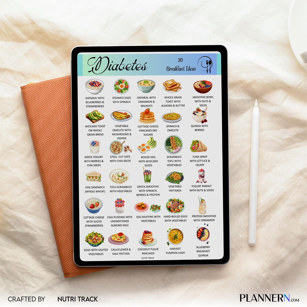 Blood Sugar Control — 30 Diabetes Breakfast Ideas, Low Sugar Breakfast Printable PDF, Blood Sugar Friendly ... | Nutri Track printable
