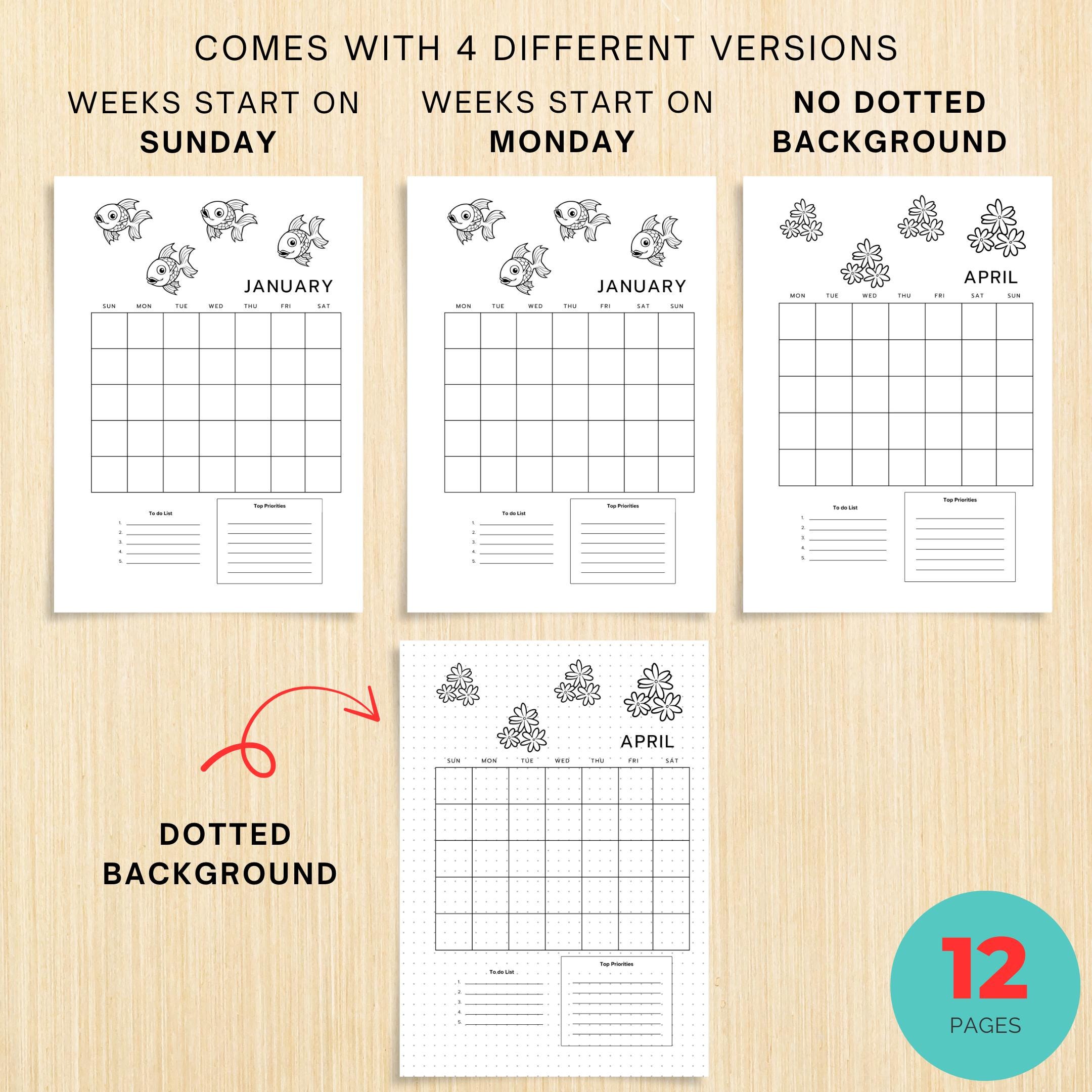 Bullet Journal — 12 Month Title Pages, Printable journal page, PRINTABLE TITLE PAGE, Printable Planner, Cov... | Bloom Joyfully printable