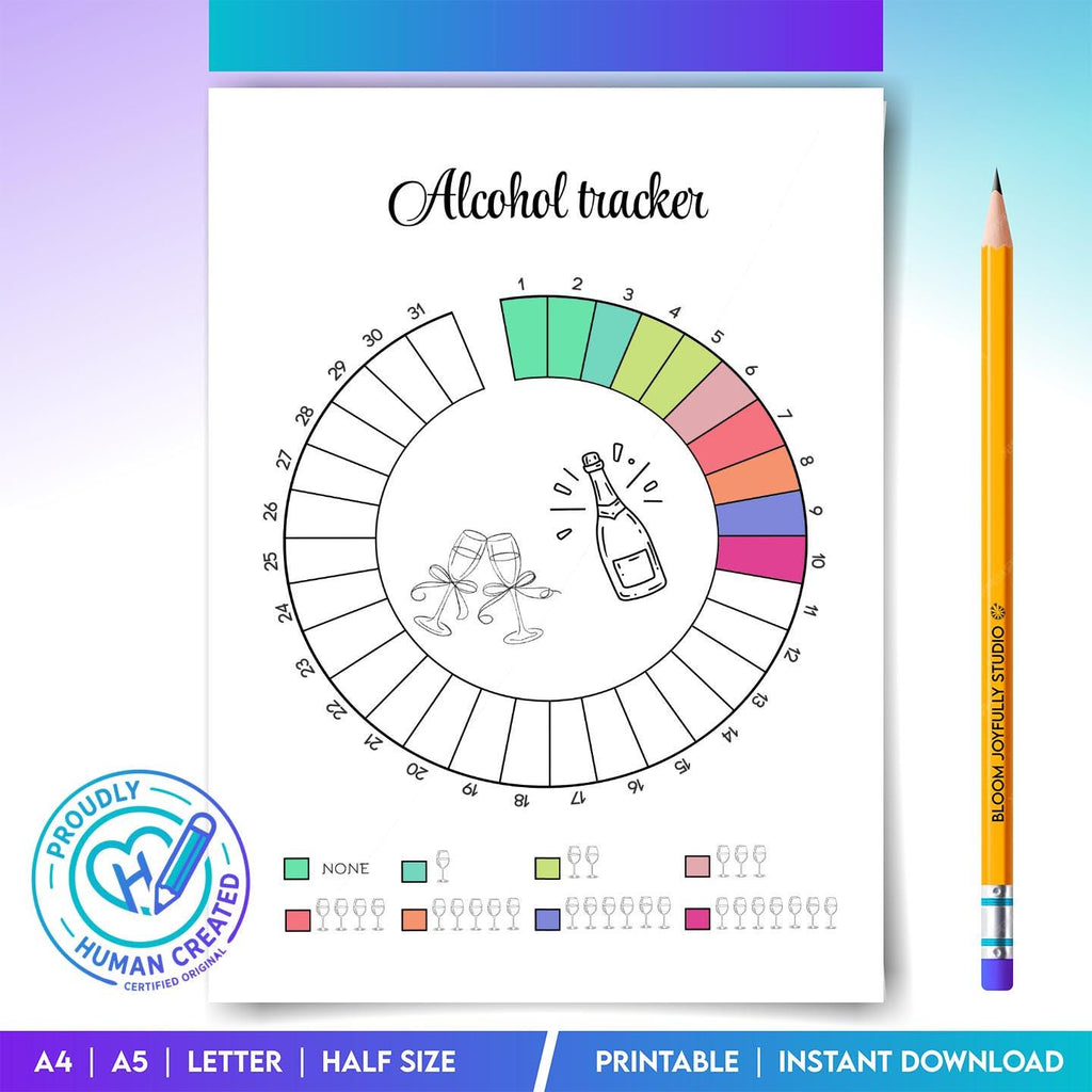 Alcohol Log — Alcohol Consumption Tracker Printable, Drink Log Template, Monthly Drinking Habit Tracker, We... | Bloom Joyfully printable