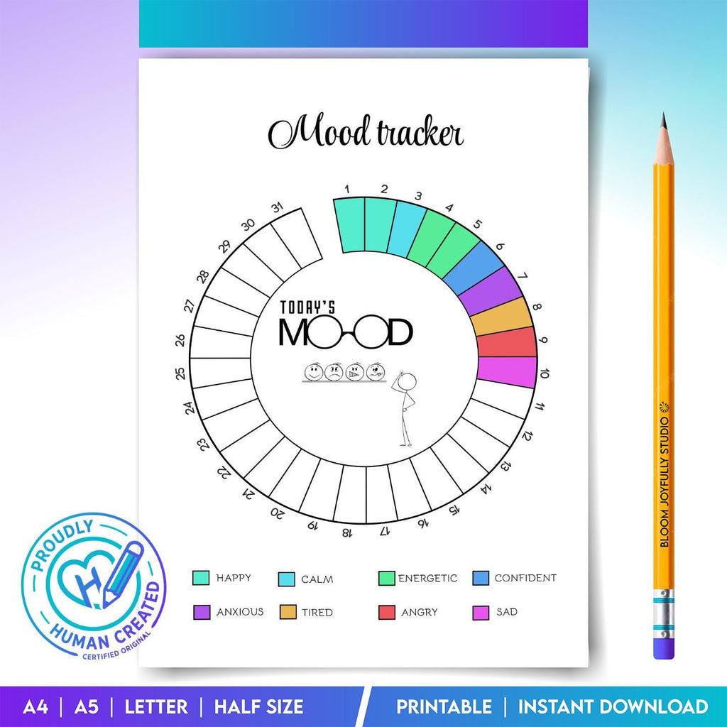 Daily Mood Log — Mood Tracker Printable, Daily Mood Journal, Mental Health Tracker, Emotional Wellness Plan... | Mindfulness printable