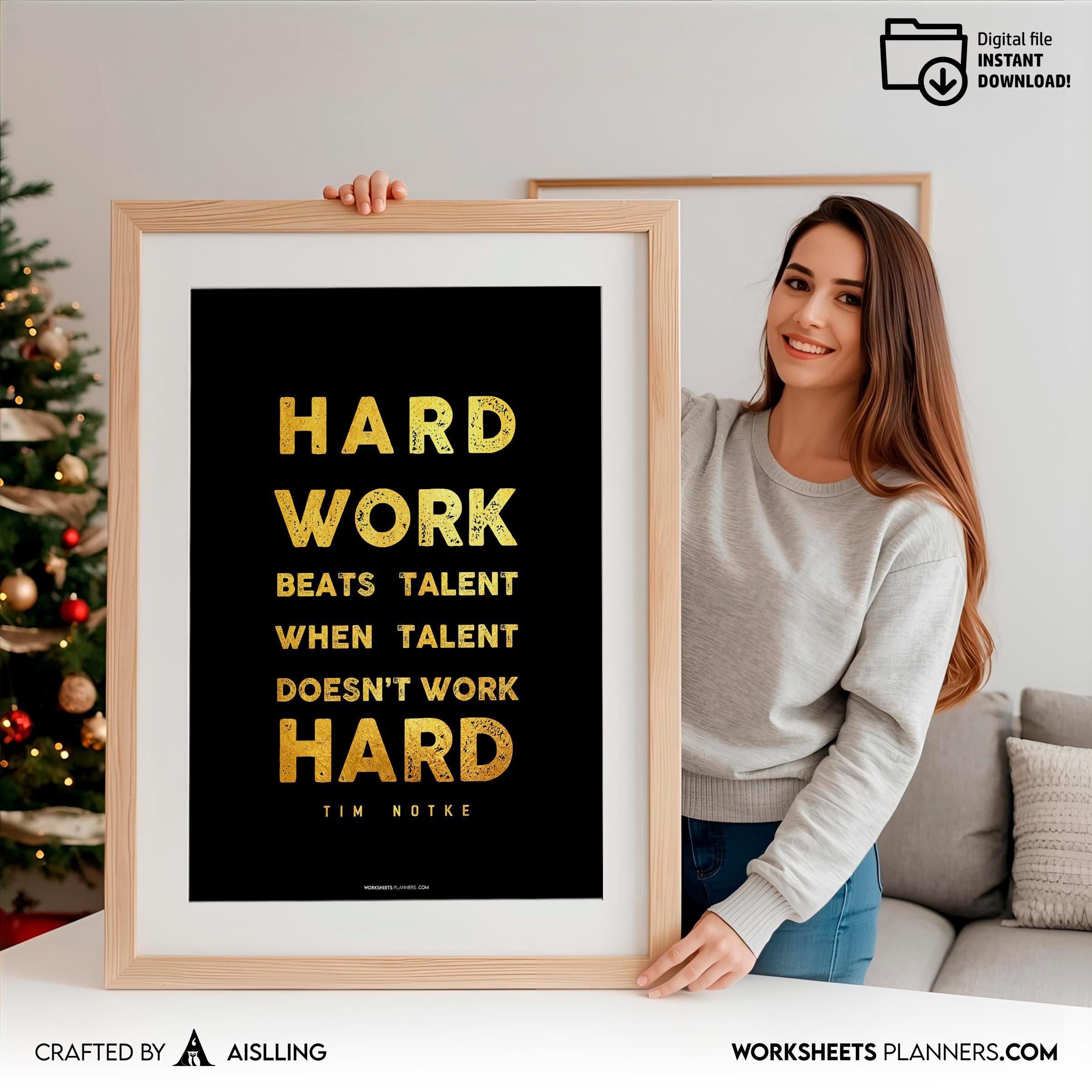 Aislling — Hard work beats Quotes, NBA Sports, Printable NBA Poster, Teenager kid basketball gift, NBA post... | Aislling printable