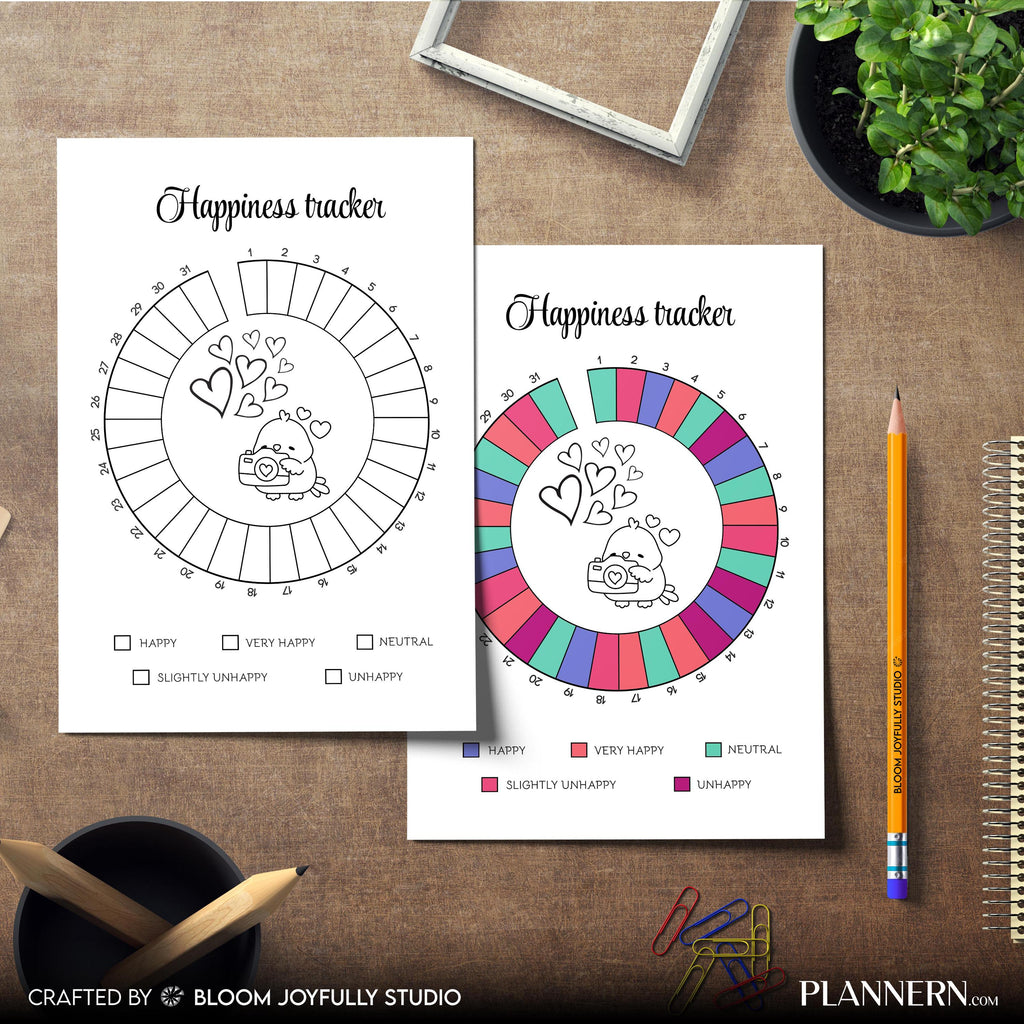 Daily Happiness — Happiness Tracker PRINTABLE, Daily Mood and Happiness Journal, Self, care Planner, Mindfu... | Mindfulness printable