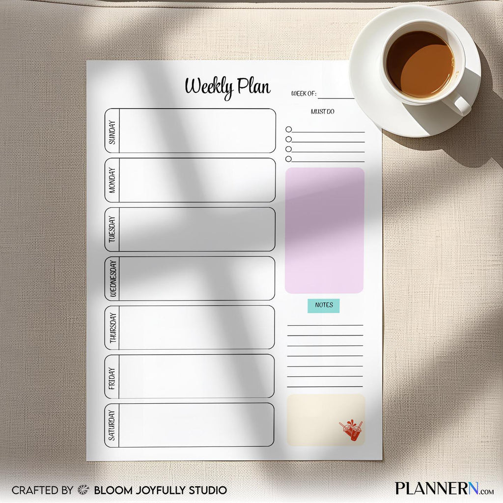 Daily Planner — Weekly Planner Printable, Weekly Schedule Organiser, To Do List Planner, Weekly Plan, Weekl... | Bloom Joyfully printable