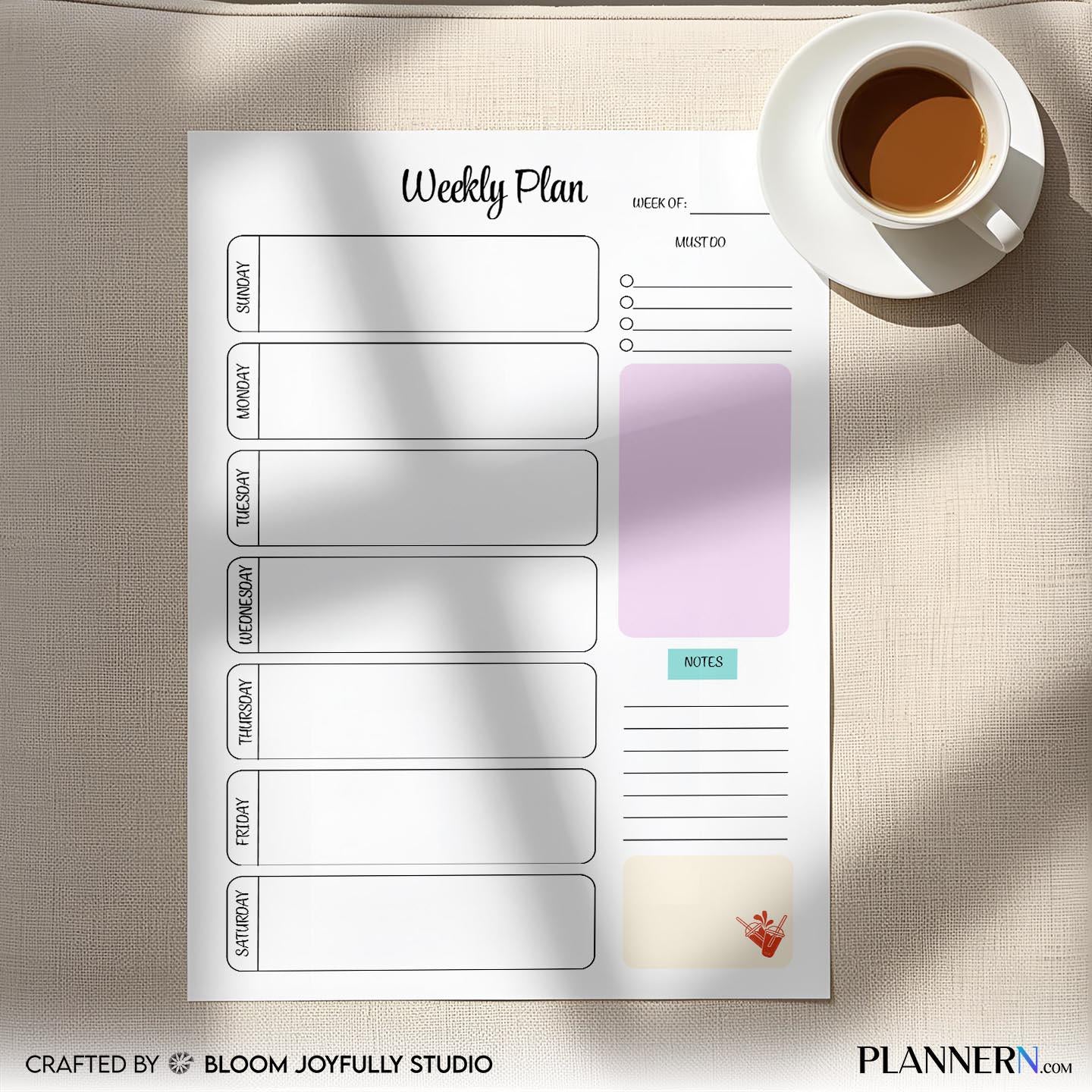 Daily Planner — Weekly Planner Printable, Weekly Schedule Organiser, To Do List Planner, Weekly Plan, Weekl... | Bloom Joyfully printable