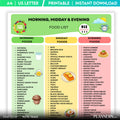 Daily Meal Plan — Morning Midday Evening Food List Printable, Daily Meal Planning Chart, Breakfast Lunch Di... | Nutri Track printable