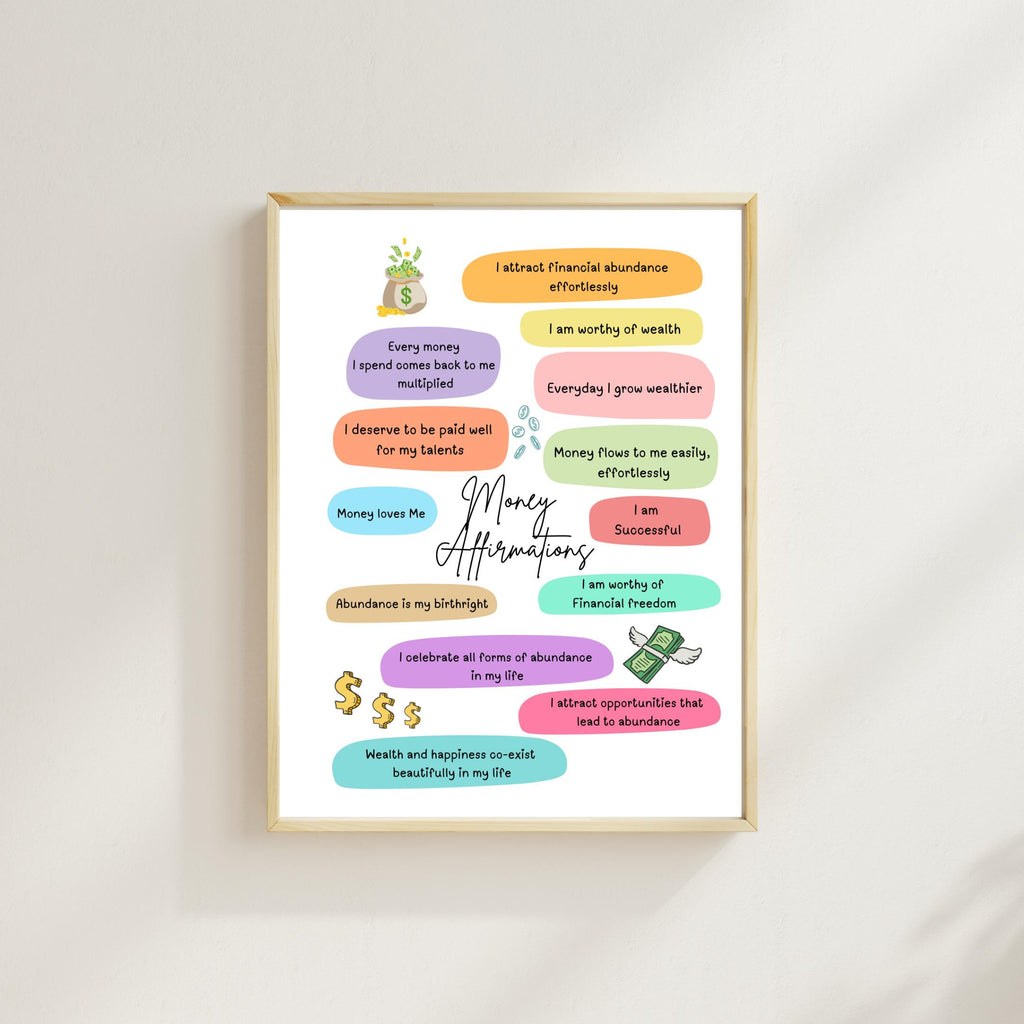 Abundance Mindset — Money Affirmations Printable, Manifest Wealth & Success, Wall Print, Positive Wealth, A... | Aislling printable