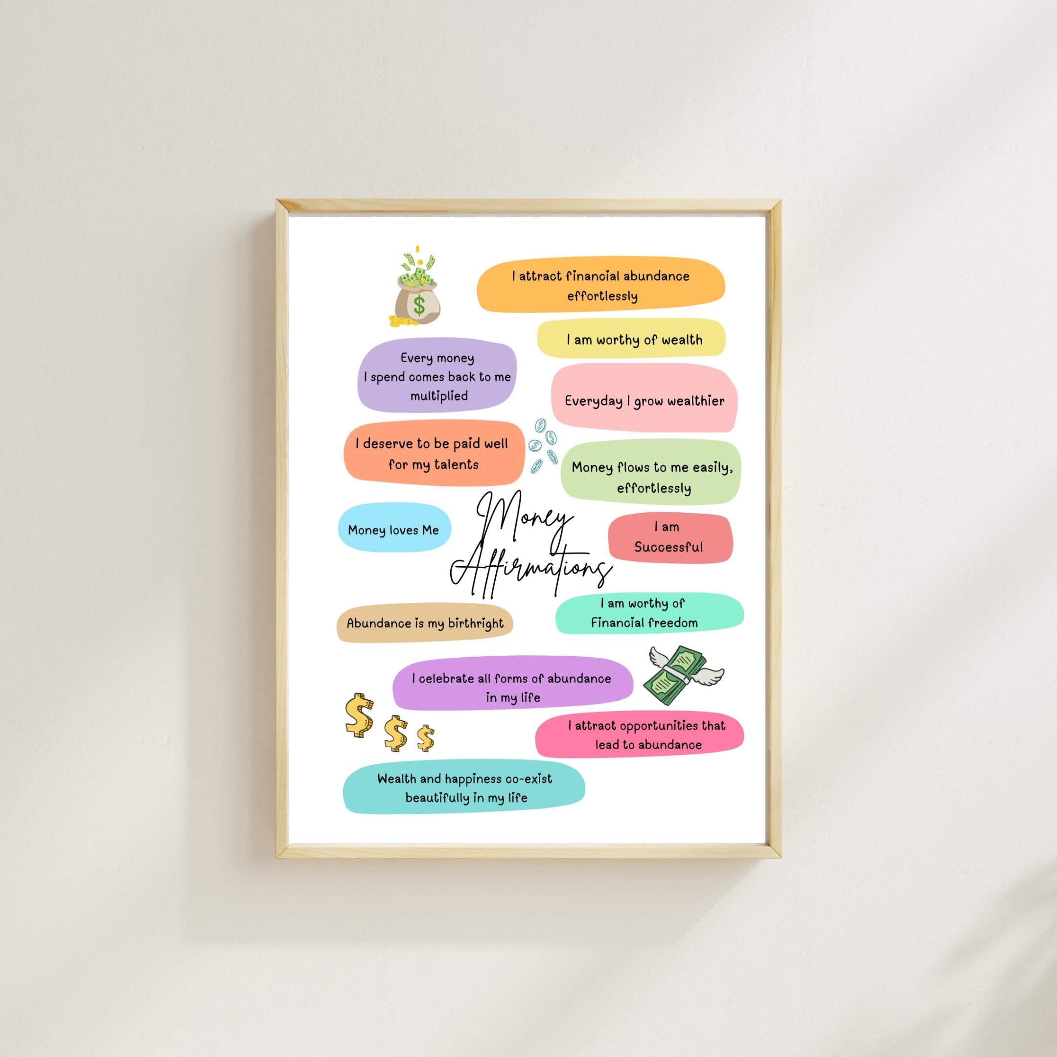 Abundance Mindset — Money Affirmations Printable, Manifest Wealth & Success, Wall Print, Positive Wealth, A... | Aislling printable