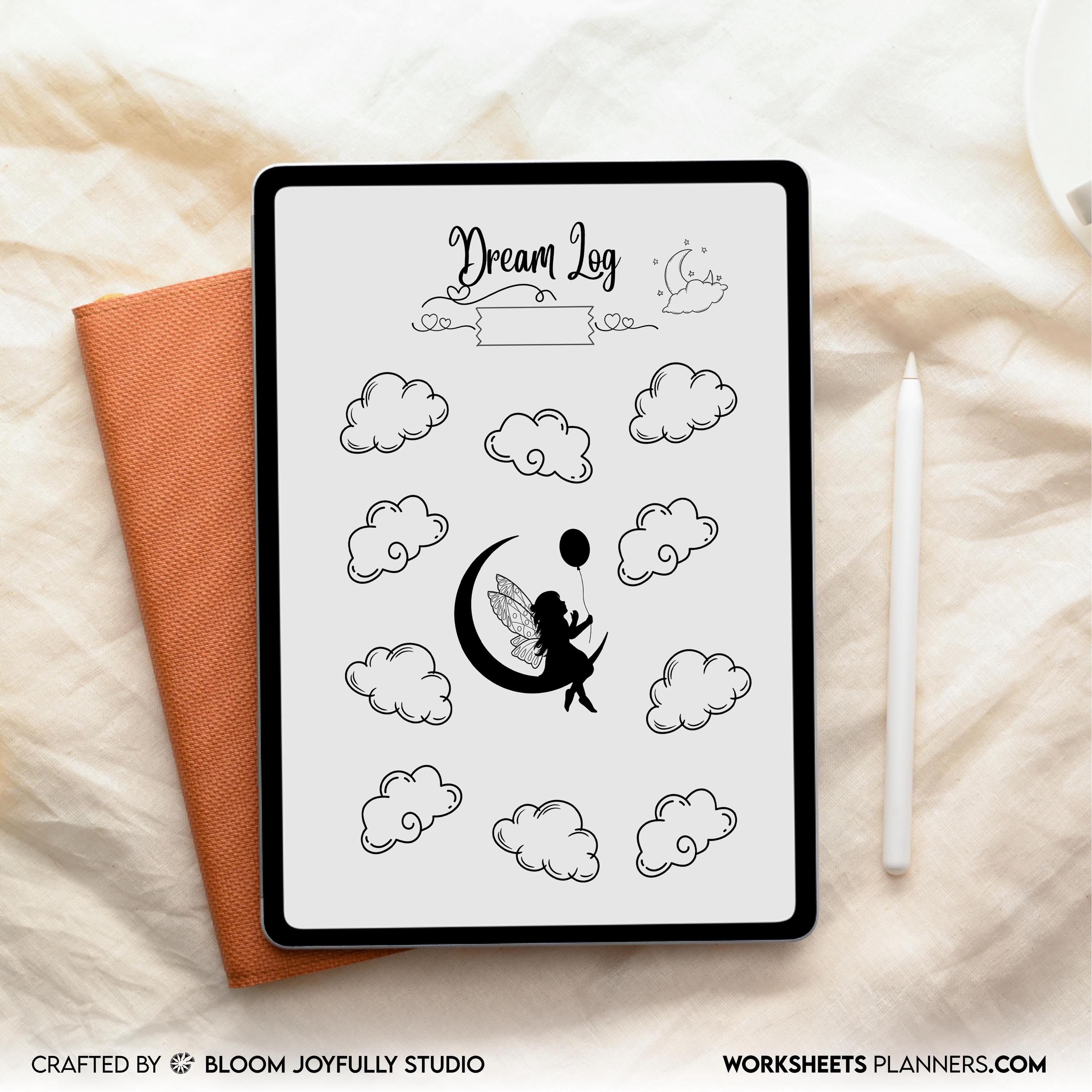 Digital Planner — Dream Log PRINTABLE, Monthly Dream Tracker, Dream Journal, Dream Diary, Dream Tracker, Sl... | Mindfulness printable