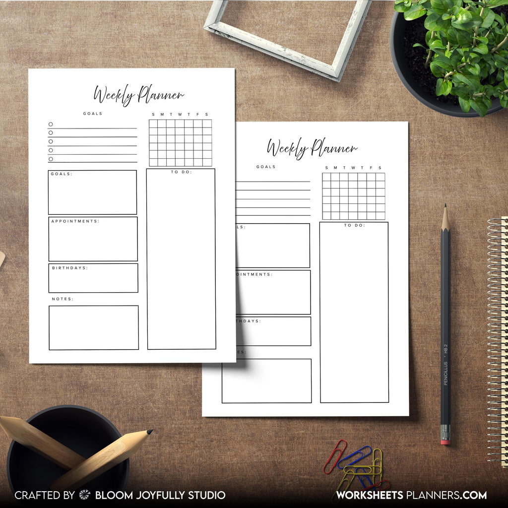 Digital Planner — Minimalist WEEKLY Planner Printable, Weekly To Do List, Weekly Habit Tracker, A4, A5, Let... | Bloom Joyfully printable