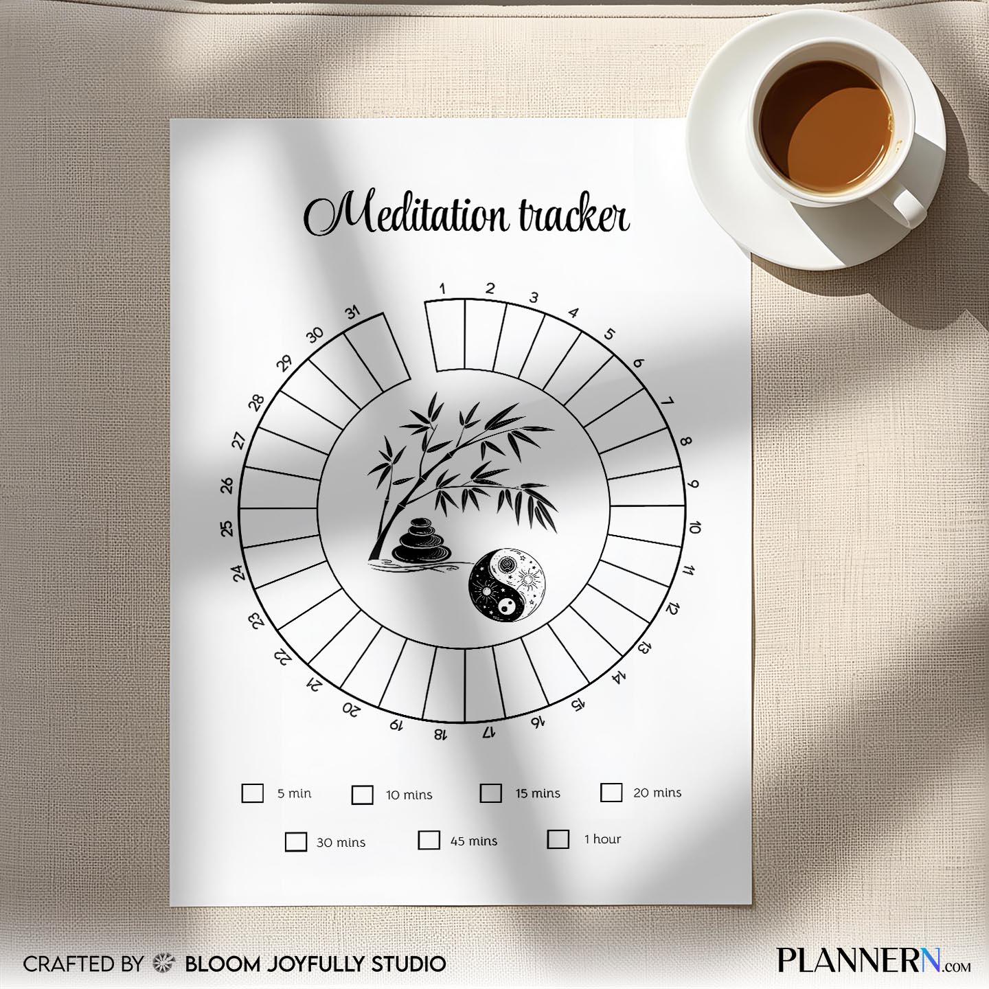 Calm Routine — Meditation Tracker Printable, Daily Mindfulness Log, Meditation Journal, Habit Tracker PDF, ... | Mindfulness printable