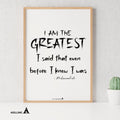 Aislling — I am the greatest, muhammad ali Quote Poster Printables, Inspirational Quote Poster, Motivationa... | Aislling printable