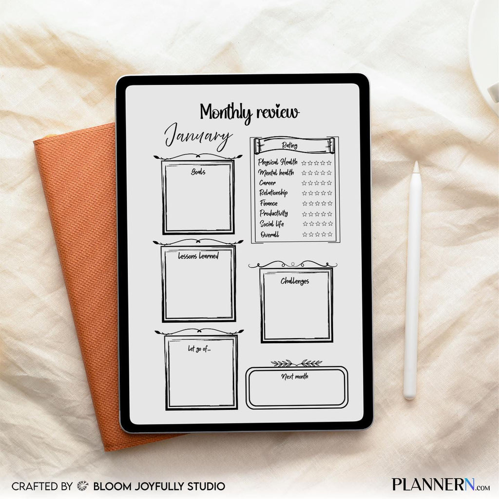 Digital Planner — Monthly Reflection PRINTABLE, Productivity and Goal Review Sheet, Monthly Reset Planner, ... | Bloom Joyfully printable