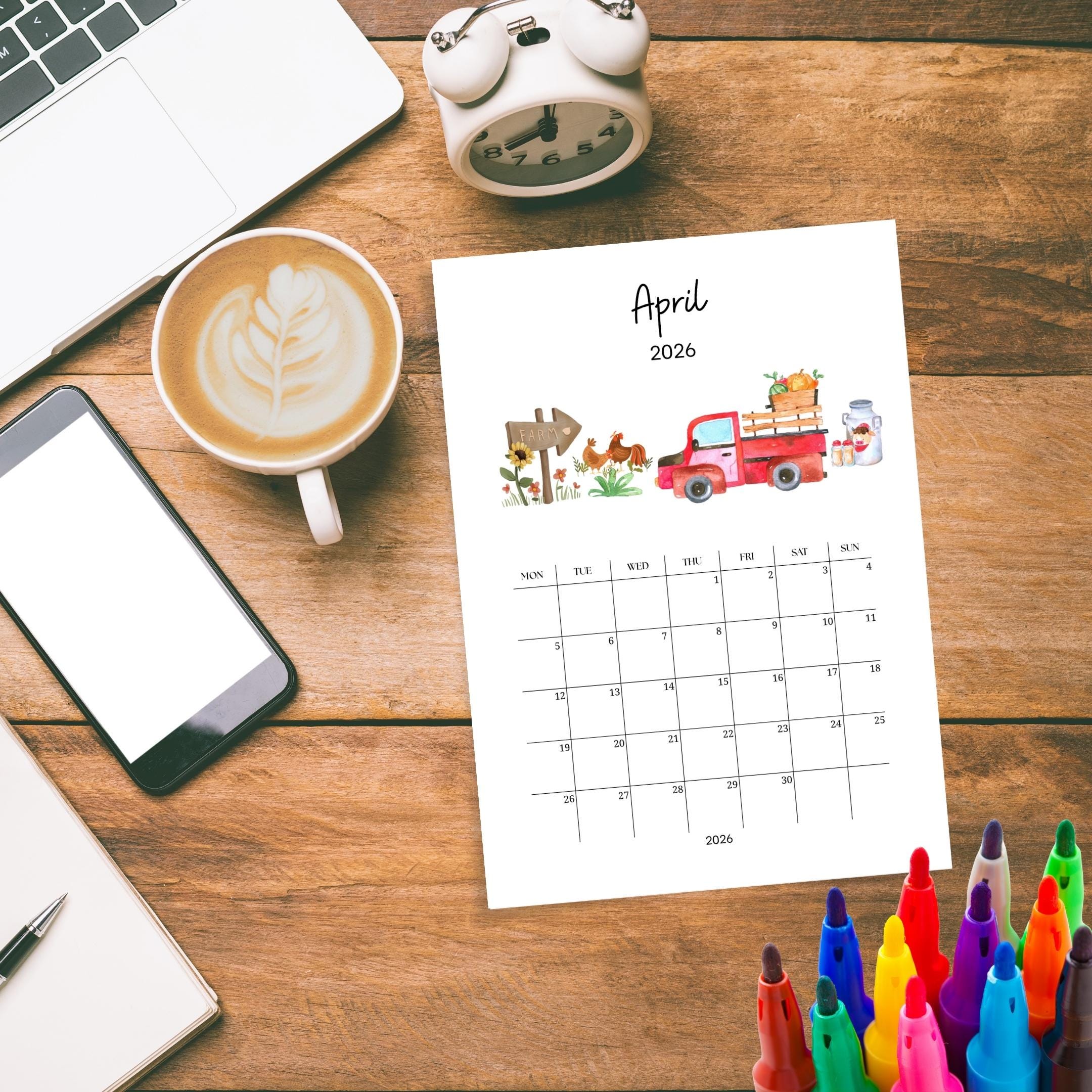 2026 Calendar — Farmhouse Calendar Bundle 2026, Printable Monthly Planners, Digital Download Calendar, A4, ... | Bloom Joyfully printable