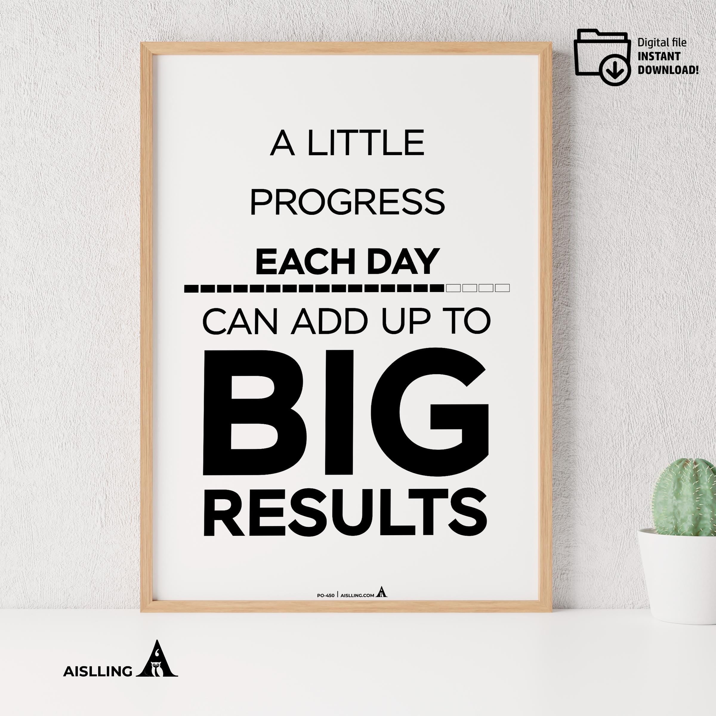 Aislling — a little progress each day Quotes Digital Printable Wall Art Inspirational Quotes Poster, Motiva... | Aislling printable