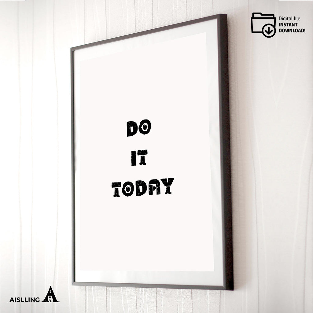 Digital Download — DO IT TODAY Printable Wall Art, Motivational Quote Poster, Pastel Affirmation Print, Aes... | Aislling printable