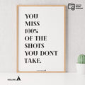 Aislling — Motivational Wall Art, ‘You Miss 100% of the Shots You Don’t Take’ Inspirational Quote Print, Of... | Aislling printable