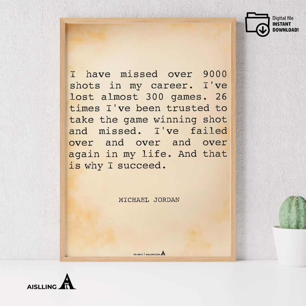 Aislling — Digital Printable Wall Art Inspirational Quotes Jordan Mentality Poster Basketball Quote Michael... | Aislling printable