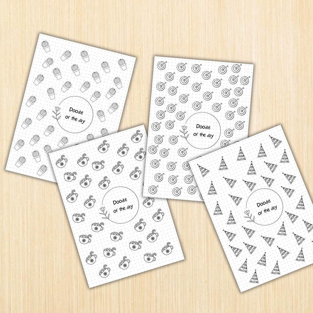 365 Days Drawing — DOODLE of the Day Bundle, Daily Doodle Journal, Creative Doodle of the Day, PRINTABLE Jo... | Mindfulness printable