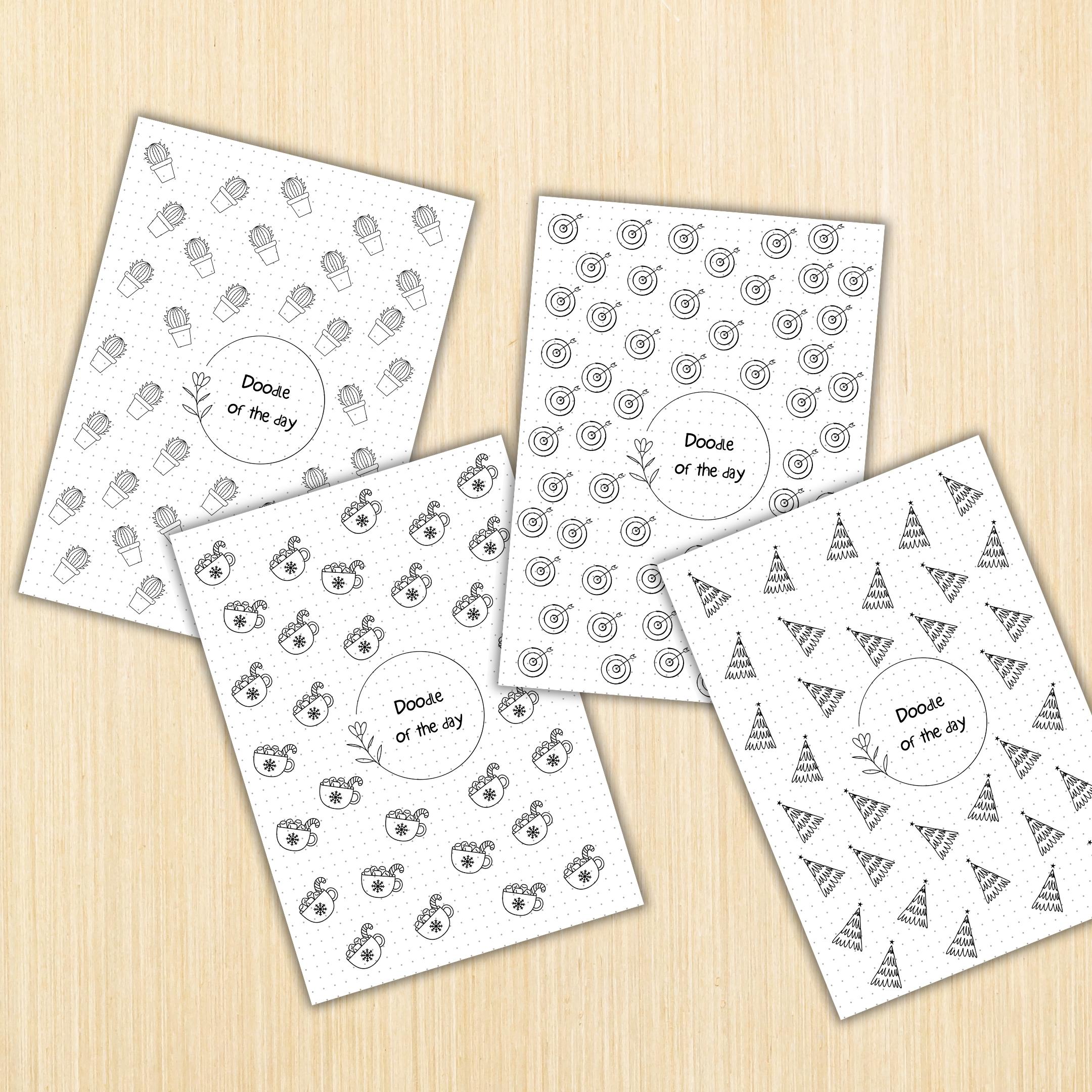 365 Days Drawing — DOODLE of the Day Bundle, Daily Doodle Journal, Creative Doodle of the Day, PRINTABLE Jo... | Mindfulness printable