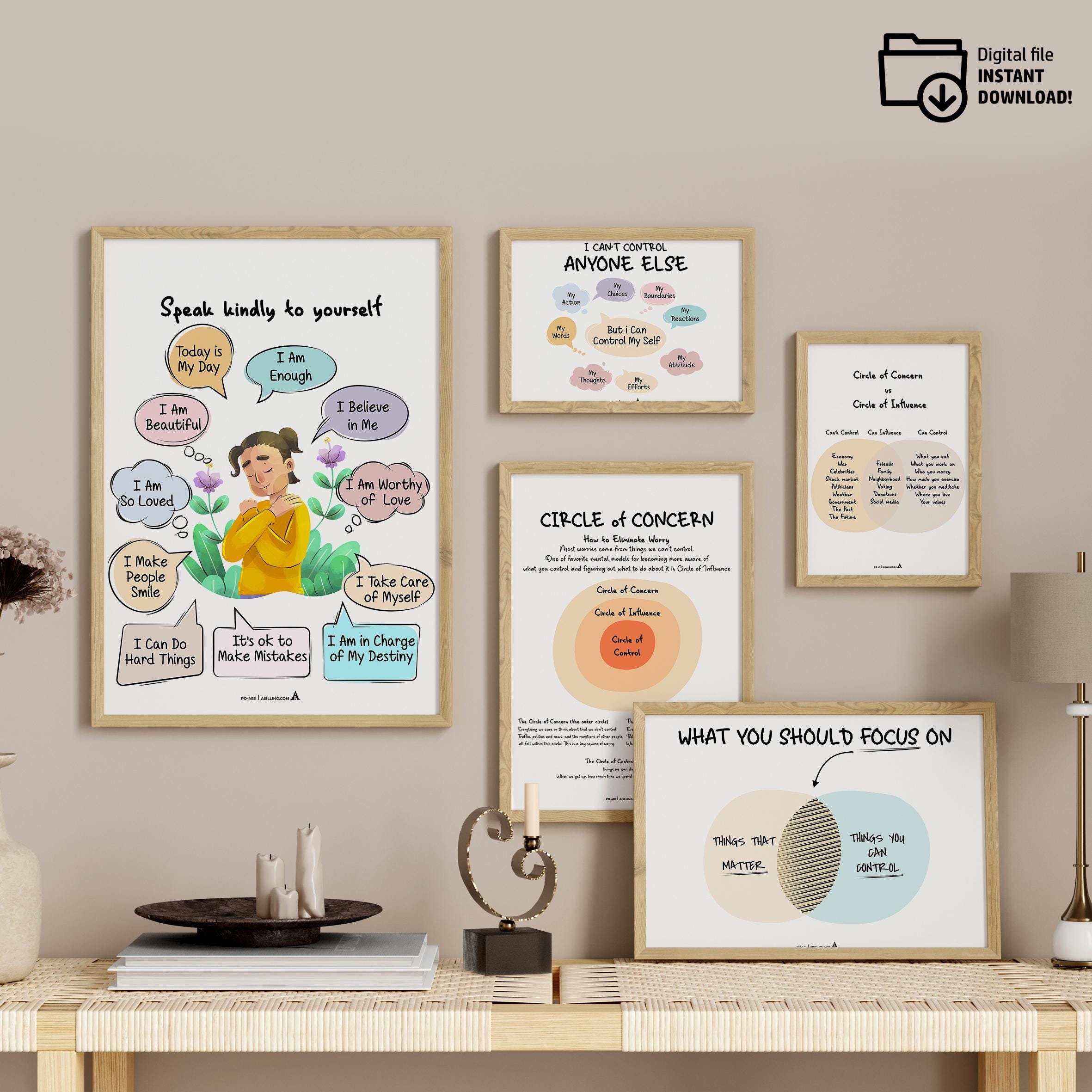 Aislling Design — counselor poster set minimal counselor sign bundle counseling poster bundle gift for ther... | Mindfulness printable