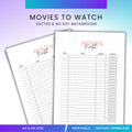A5 Printable — Movie Review PRINTABLE, Movie Review Log, Movie Night, Movie Review Page, Watch & Rate Films... | Bloom Joyfully printable