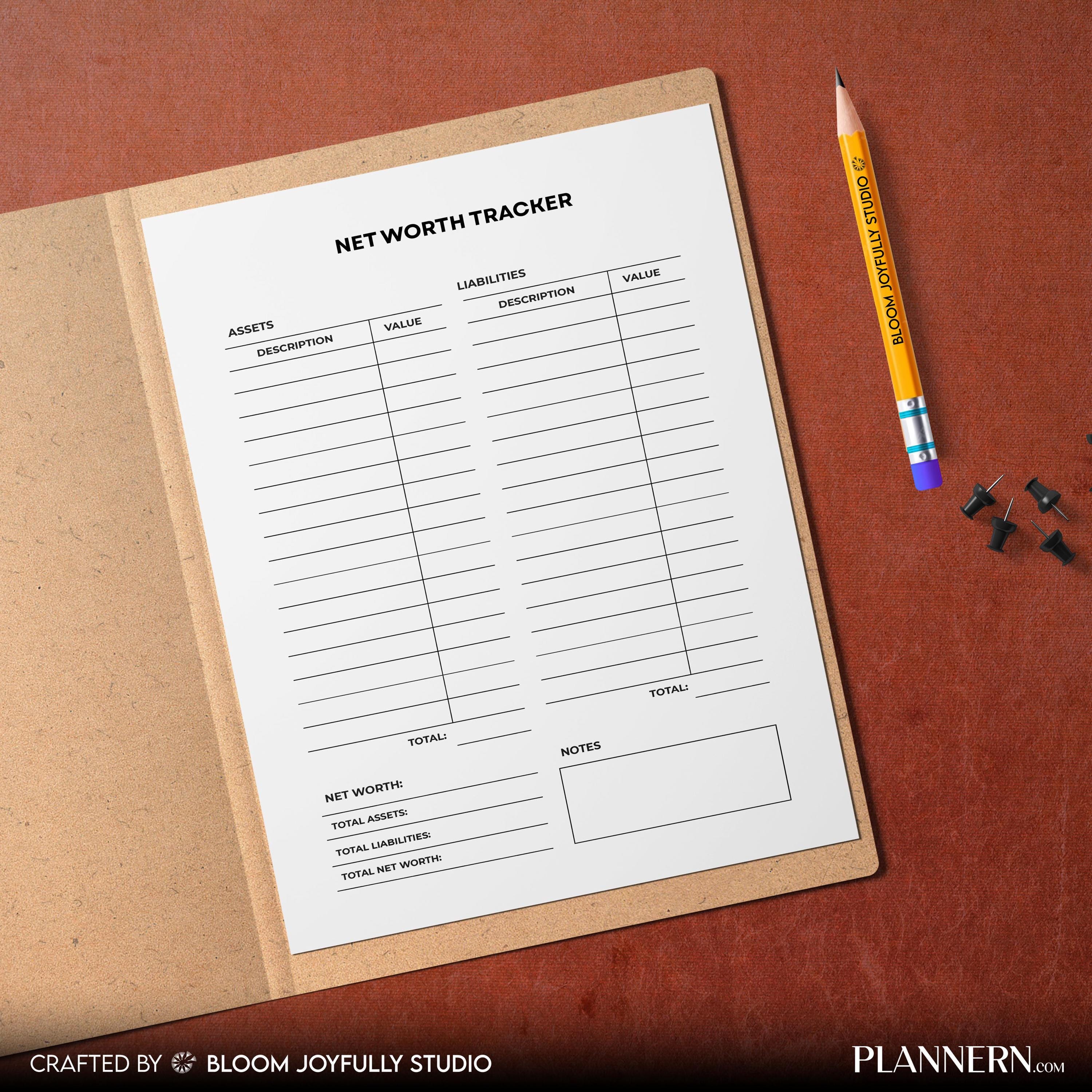 Assets Liabilities — Net Worth Tracker PRINTABLE, Money Planner, Assets Liabilities Log PDF, Financial Stat... | Bloom Joyfully printable