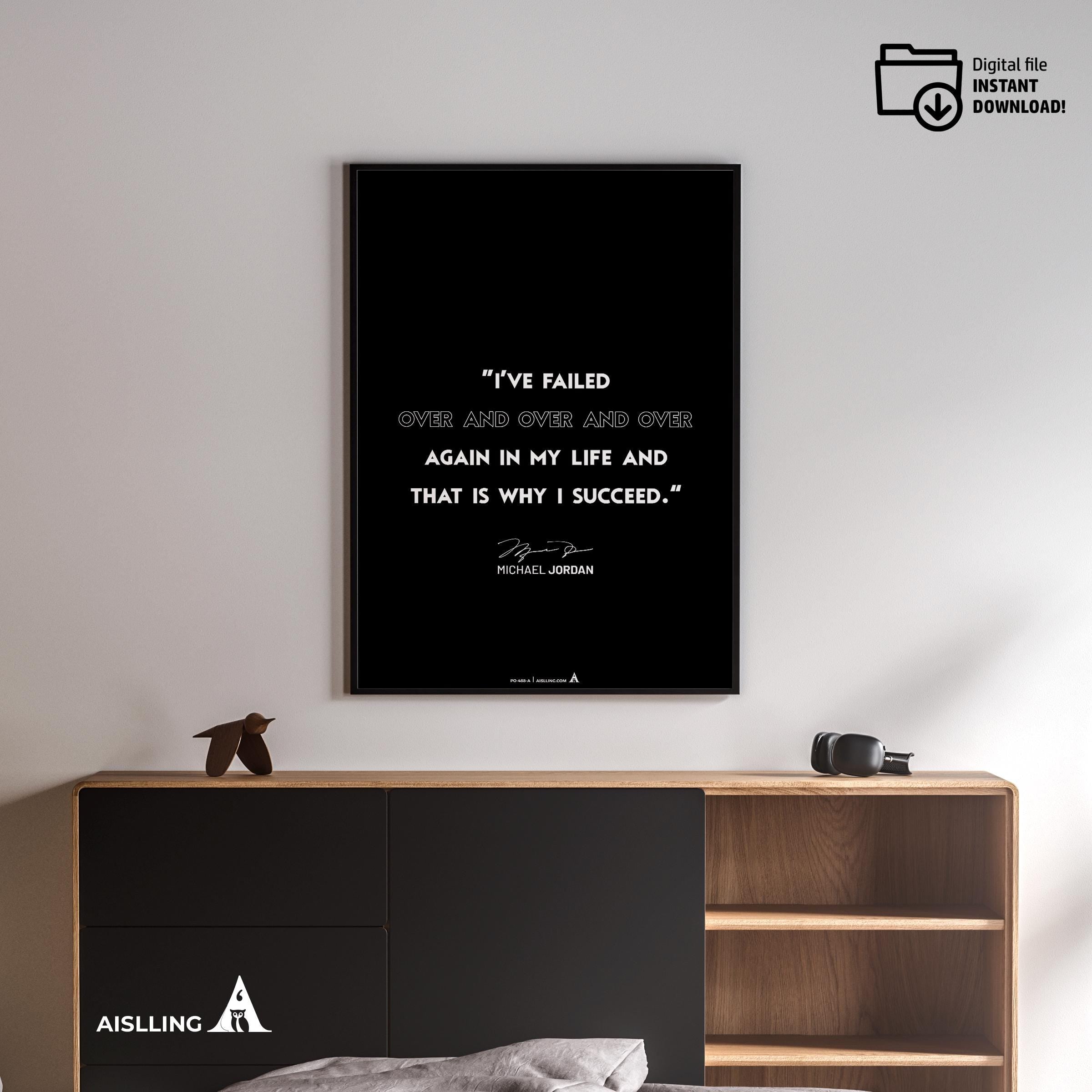 Athlete Quote — Michael Jordan Quote Printable Wall Art, "I've Failed Over and Over", Motivational Basketba... | Aislling printable