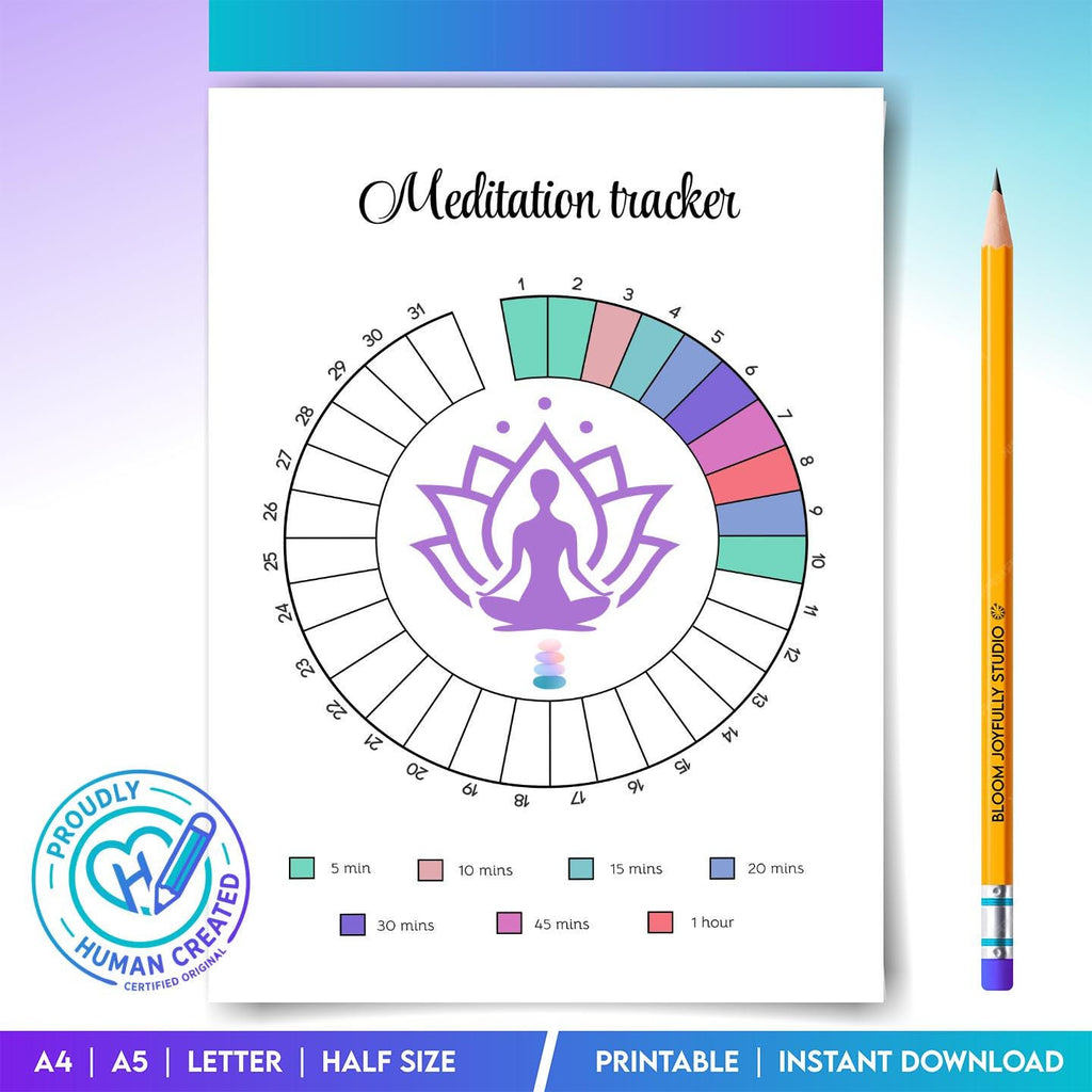 Calm Routine — Meditation Tracker Printable, Daily Mindfulness Log, Meditation Journal, Habit Tracker PDF, ... | Mindfulness printable