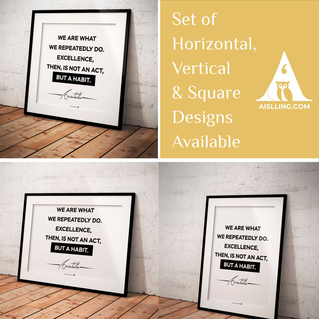 Inspirational Aristotle Quotes Print, Ancient Greek Wisdom Wall Art, Motivational Philosophy Decor, Classic Teacher Gift