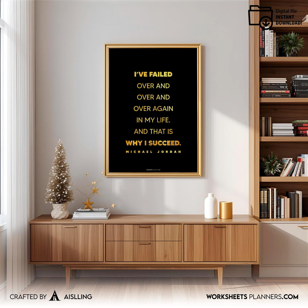Aislling — Michael Jordan Quotes Digital Printable Wall Art Inspirational Quotes Jordan Mentality Poster Ba... | Aislling printable