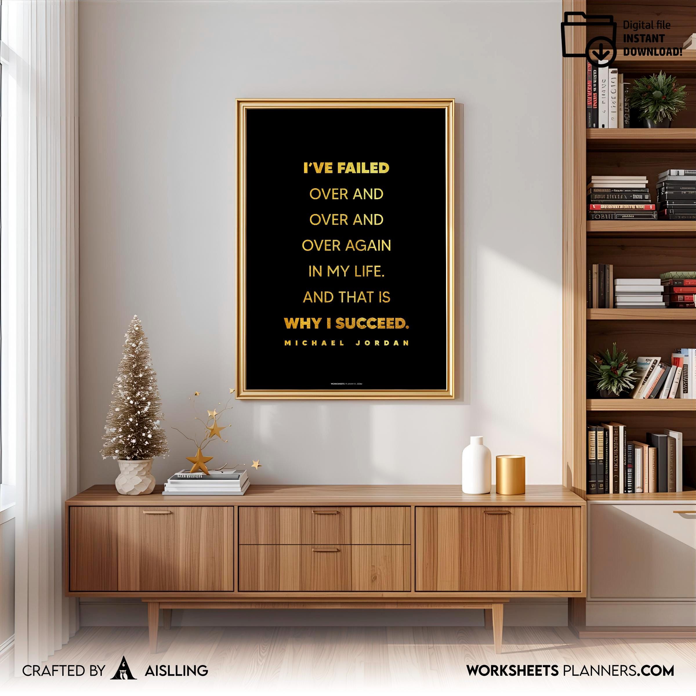 Aislling — Michael Jordan Quotes Digital Printable Wall Art Inspirational Quotes Jordan Mentality Poster Ba... | Aislling printable