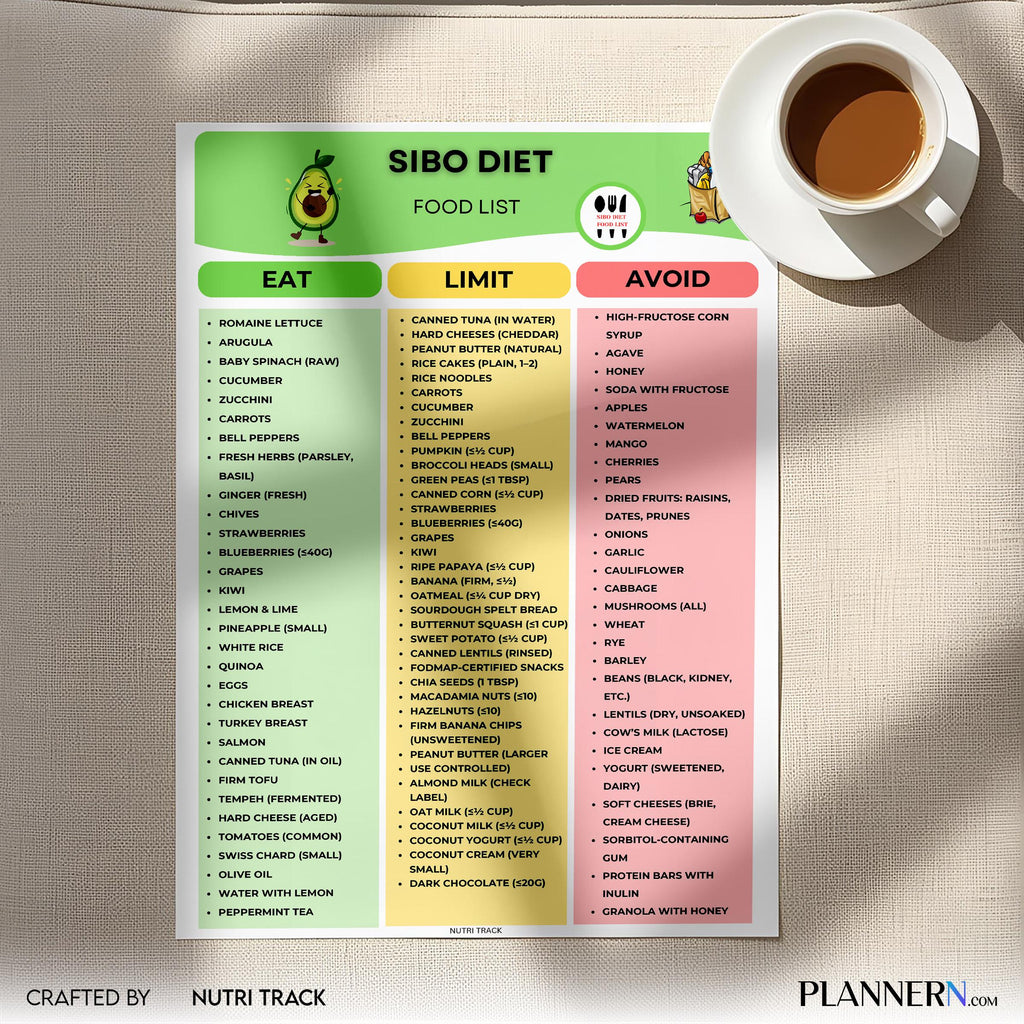 Digestive Diet — SIBO Diet Food List Printable, Gut Health Foods, IBS Friendly Foods Chart, Low Fermentatio... | Nutri Track printable