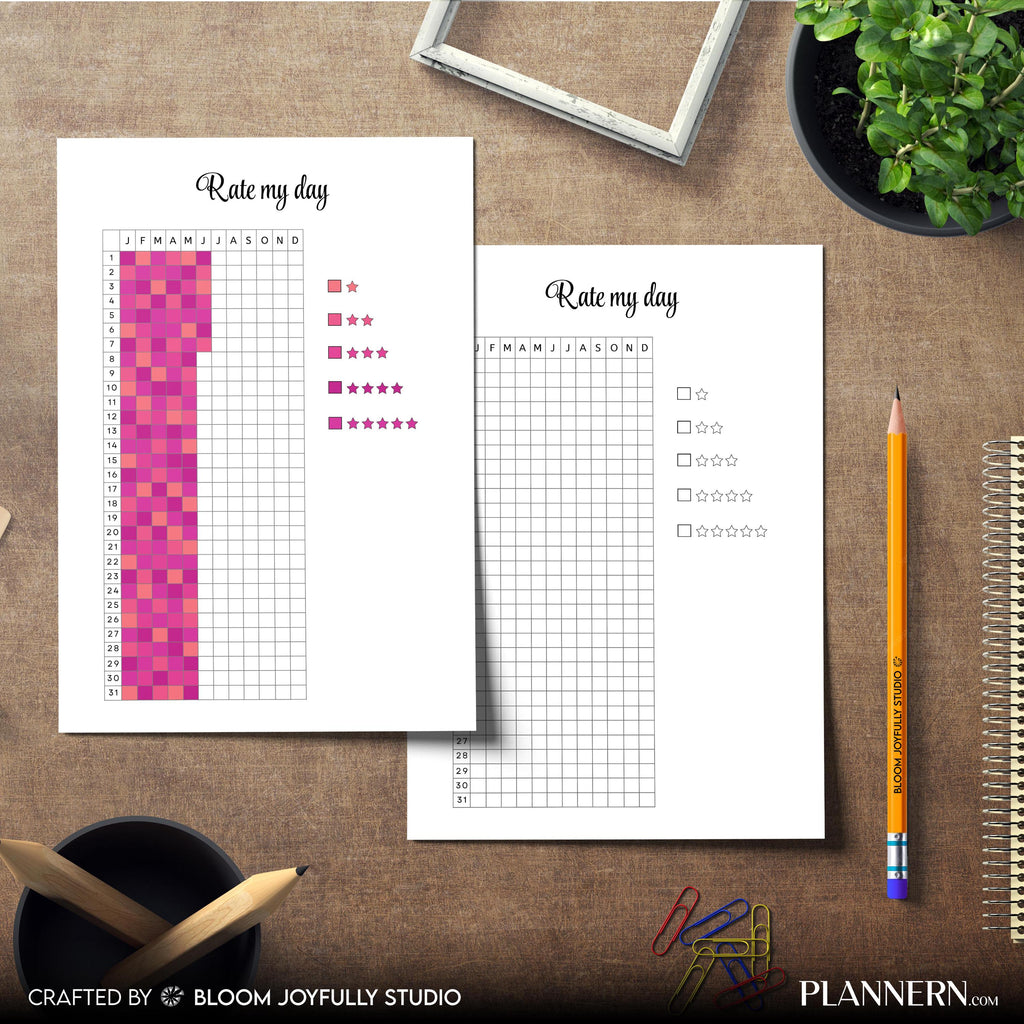 Daily Check In — Rate My Day PRINTABLE, Daily Reflection Tracker, Mood & Productivity Log, Self Care Planne... | Mindfulness printable