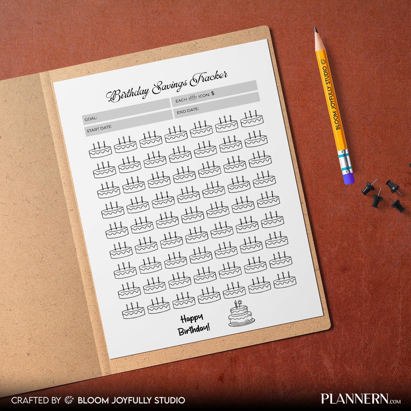 Birthday Fund — Birthday Savings Tracker PRINTABLE, Birthday Fund Tracker, Birthday Budget Planner, Party S... | Bloom Joyfully printable