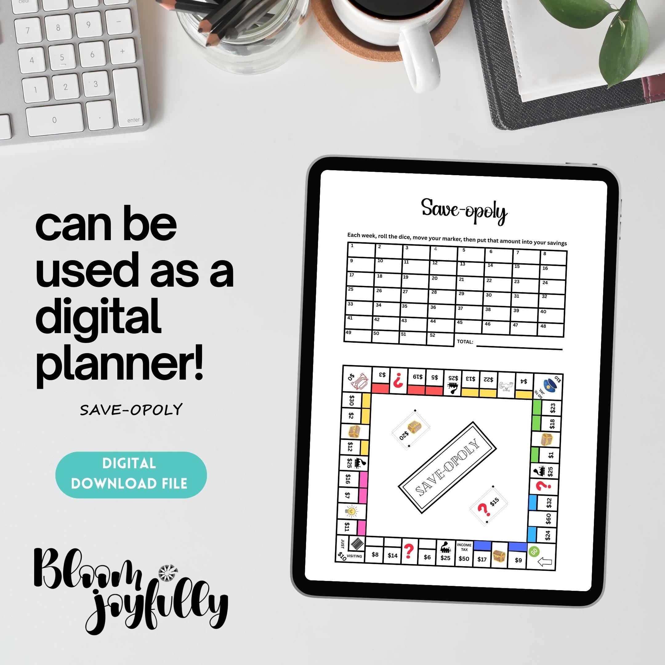 Budget Challenge — Save, opoly Savings PRINTABLE, Savings Challenge, Savings Game, Budgeting Game, Savings ... | Bloom Joyfully printable