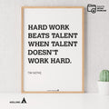 Aislling — Motivational Wall Art Home, Office, or Sports Room, Sports Art Tim Notke Quote "Hard Work Beats ... | Aislling printable
