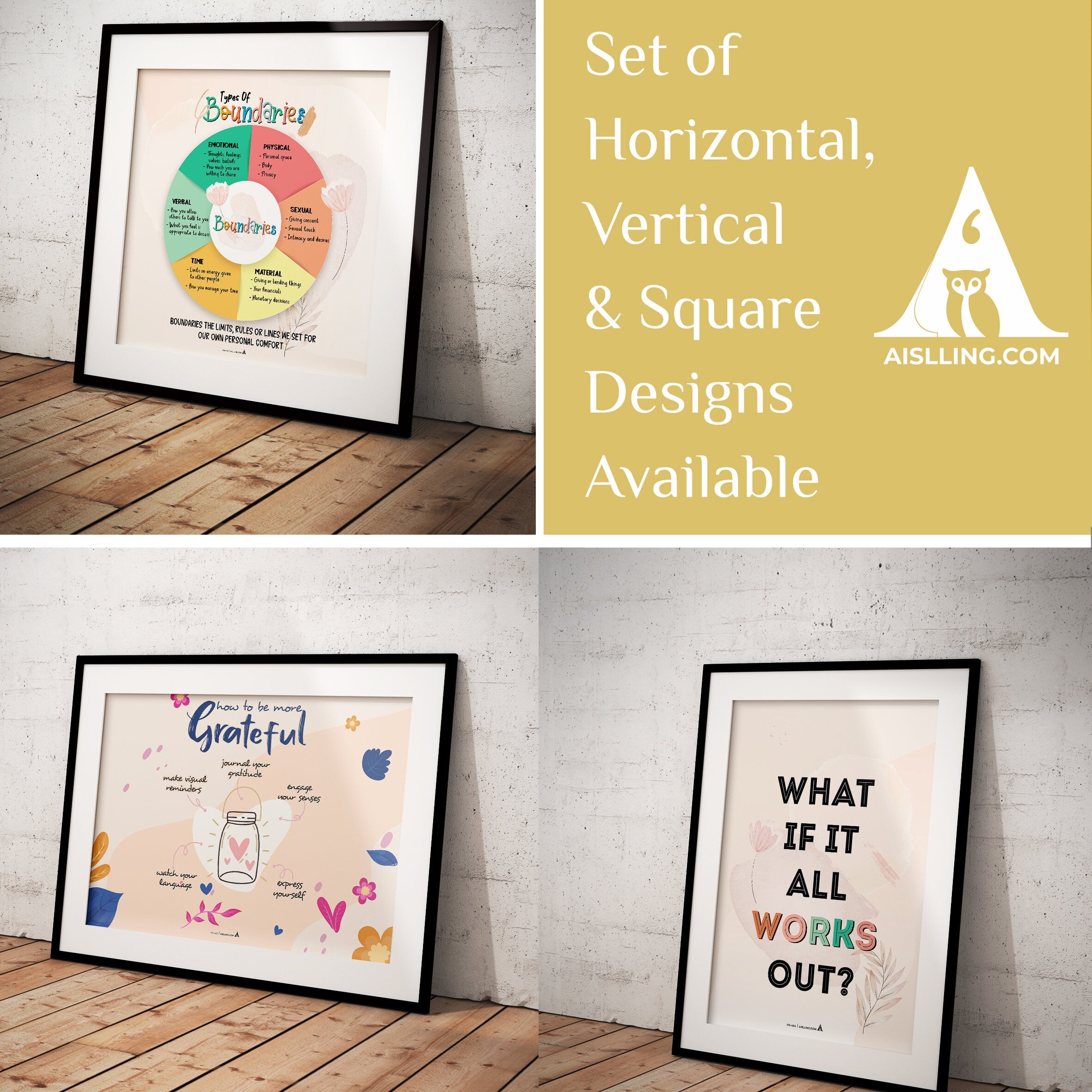 Adhd Worksheets — Set of 3 Prints, Grateful Prints, POSTER/CARD, ADHD, Autism, coping skills, mental health... | Mindfulness printable