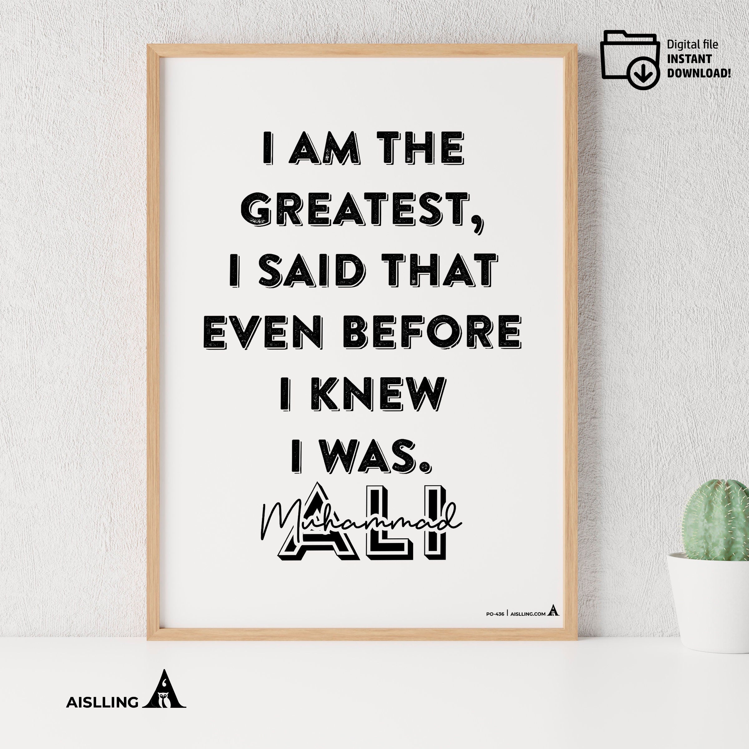 Aislling — Muhammad Ali Poster Quote Boxing Sports Quotes Posters Decorations Growth Mindset Décor Classroo... | Aislling printable
