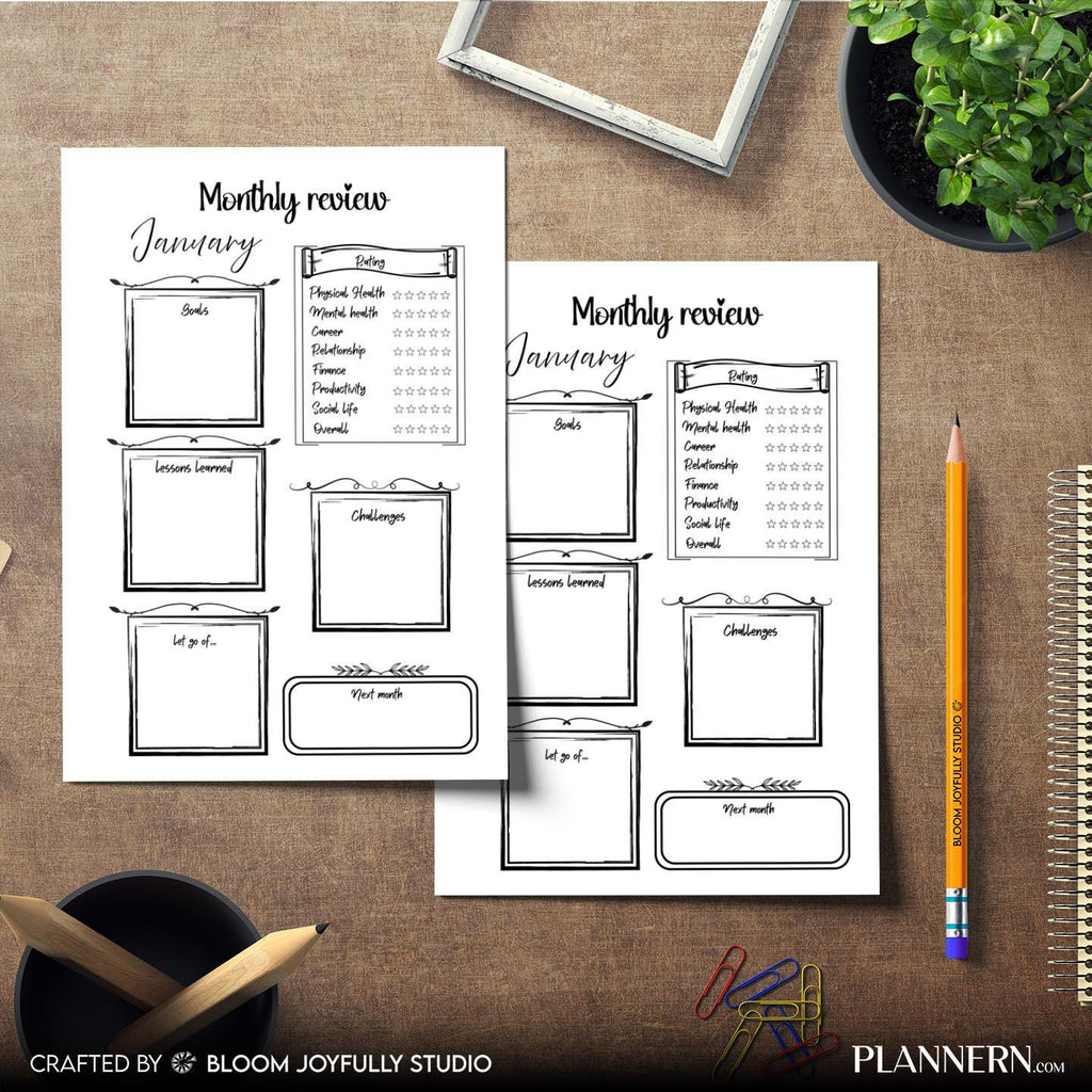 Digital Planner — Monthly Reflection PRINTABLE, Productivity and Goal Review Sheet, Monthly Reset Planner, ... | Bloom Joyfully printable