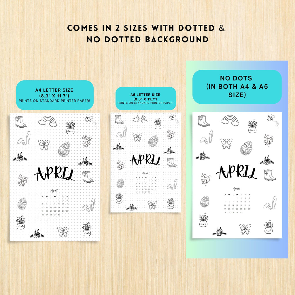 April Journal Bundle, April Planner Printable, Calendar Planner, Habit & Mood Tracker, Easter Theme, Journa... | Mindfulness printable
