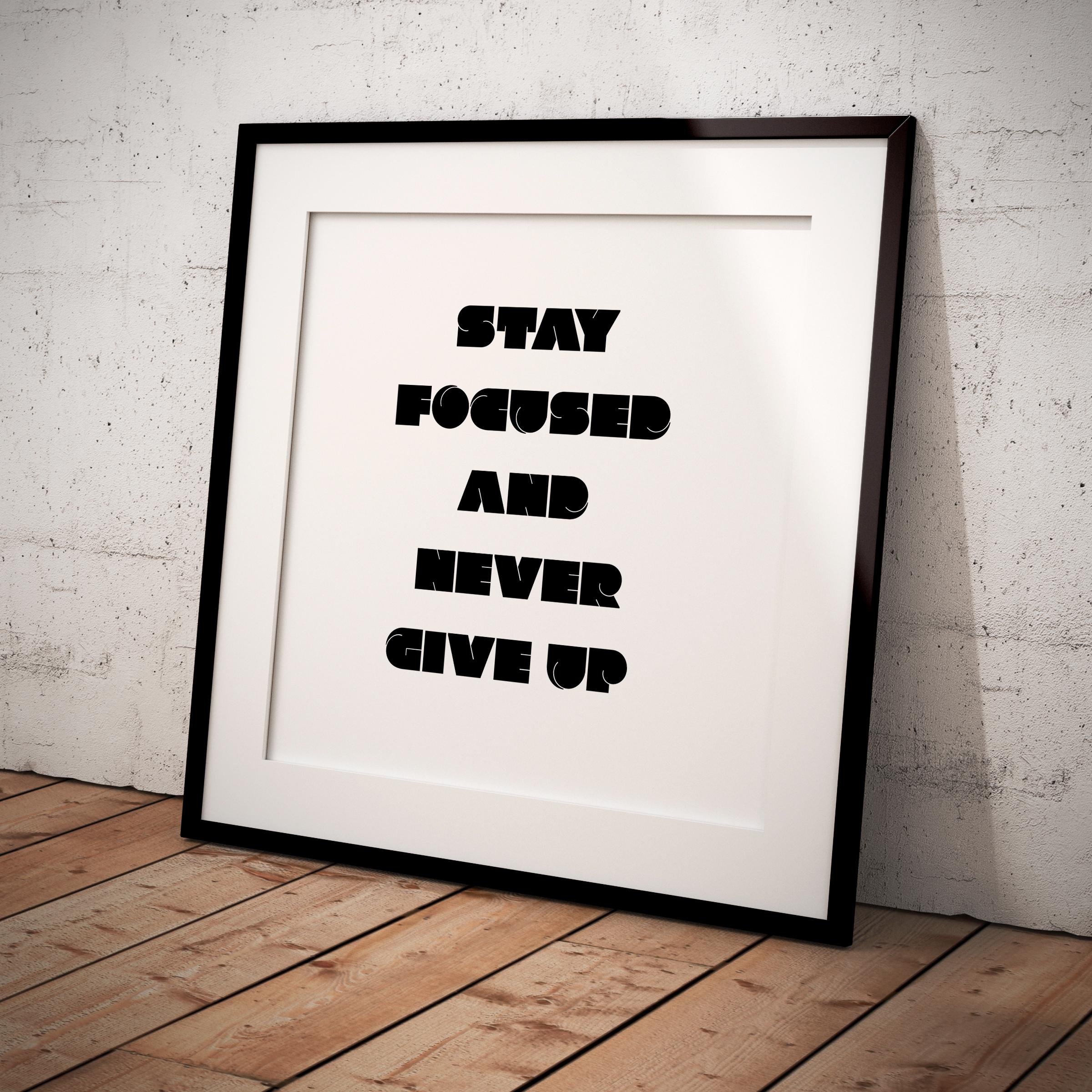 Black White Print — Stay Focused Printable Wall Art, Motivational Quote Poster, Pastel Affirmation Print, A... | Aislling printable