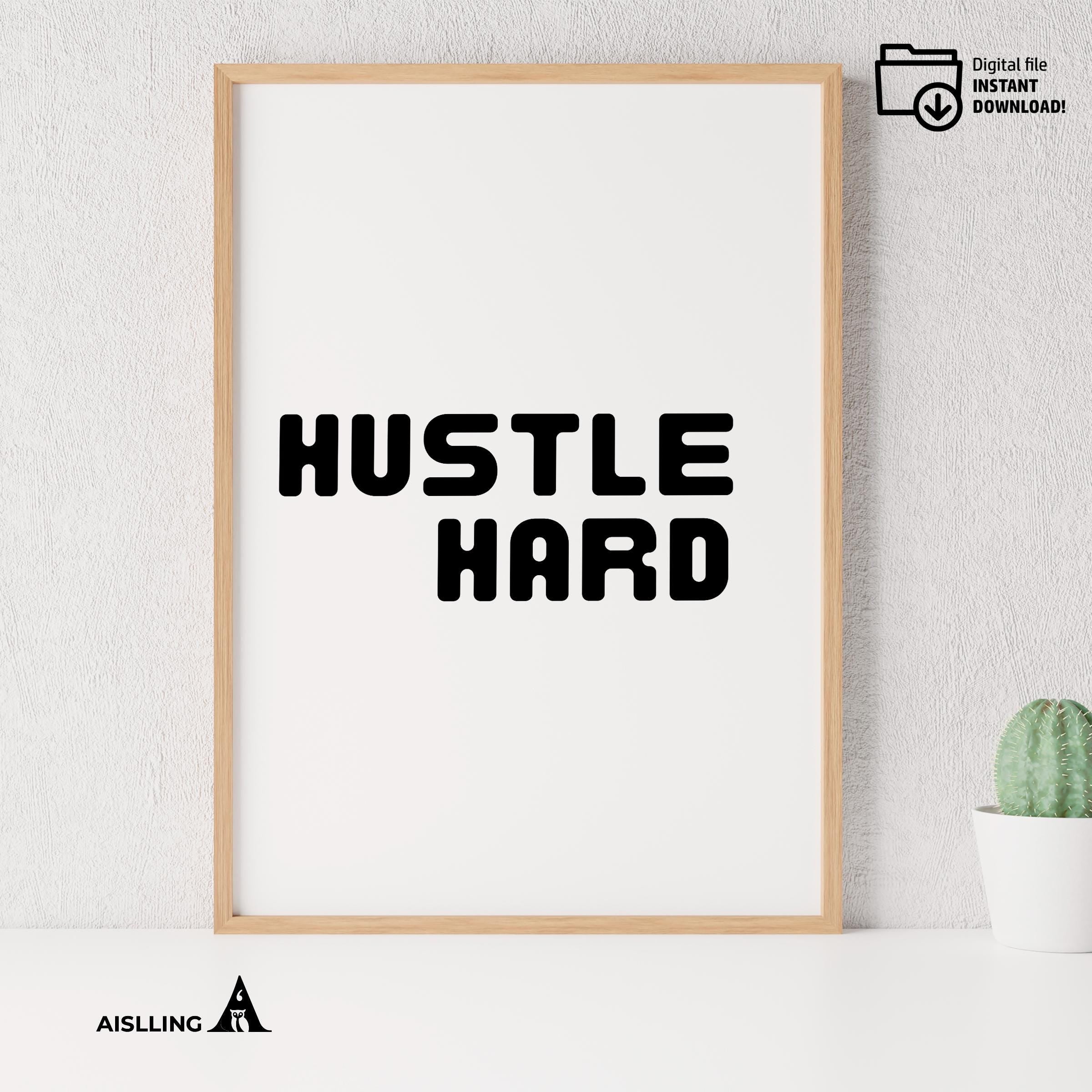 Boho Typography Wall — Hustle Hard Printable Wall Art, Motivational Quote Poster, Pastel Affirmation Print,... | Mindfulness printable
