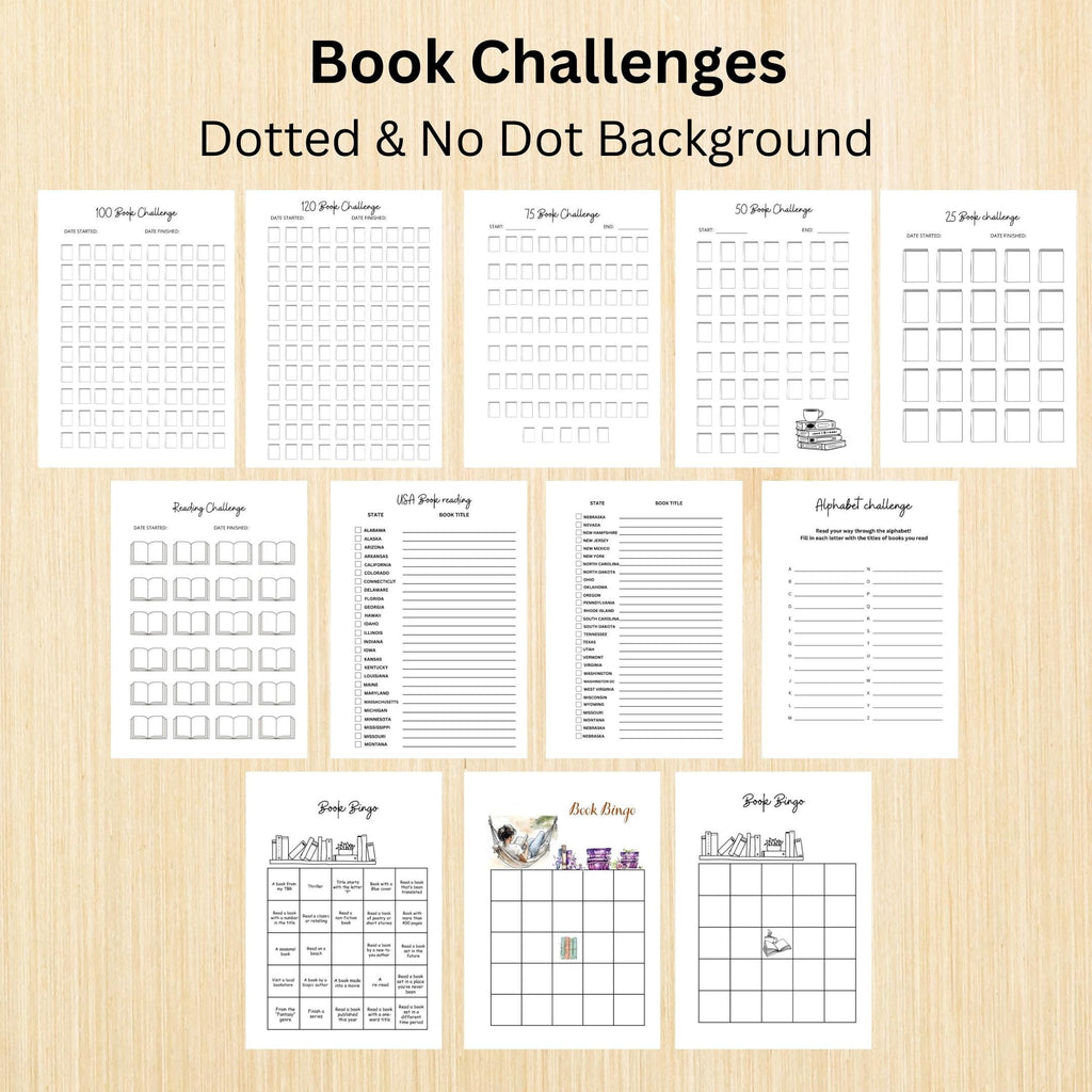 Book Challenge — Reading Challenge Bundle, Reading Tracker, Book Journal, PRINTABLE Journal Page, Book Chal... | Bloom Joyfully printable