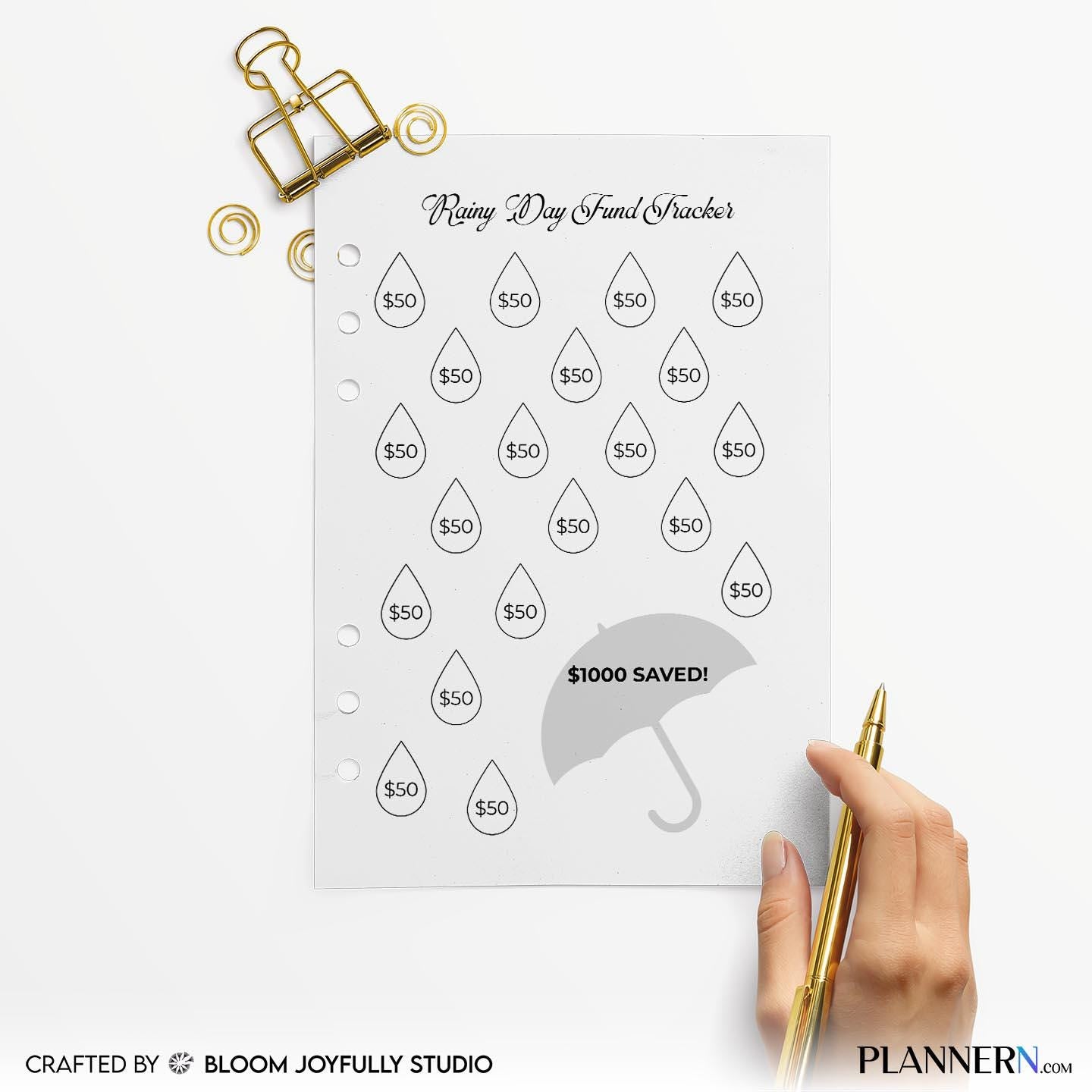 Budget Printable — Rainy Day Savings Tracker PRINTABLE, Emergency Savings tracker, Savings Goal Planner, Bu... | Bloom Joyfully printable
